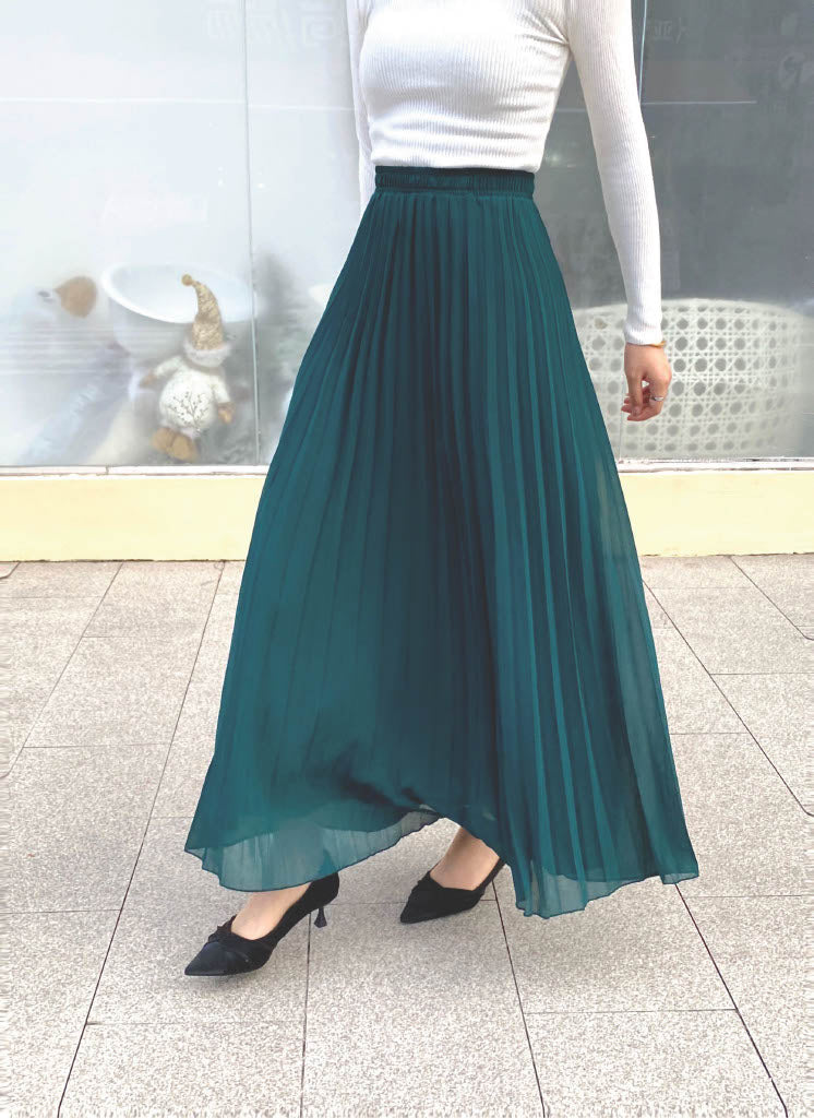 Chiffon Pleated Maxi Skirt (L-23303)