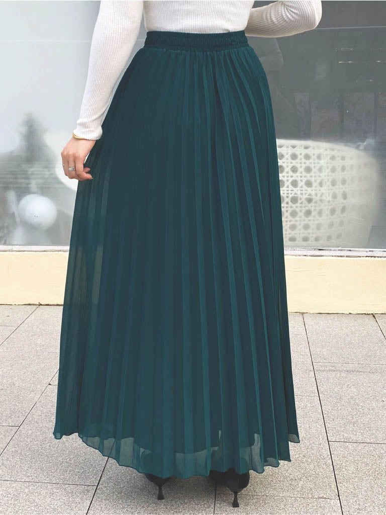 Chiffon Pleated Maxi Skirt (L-23303)