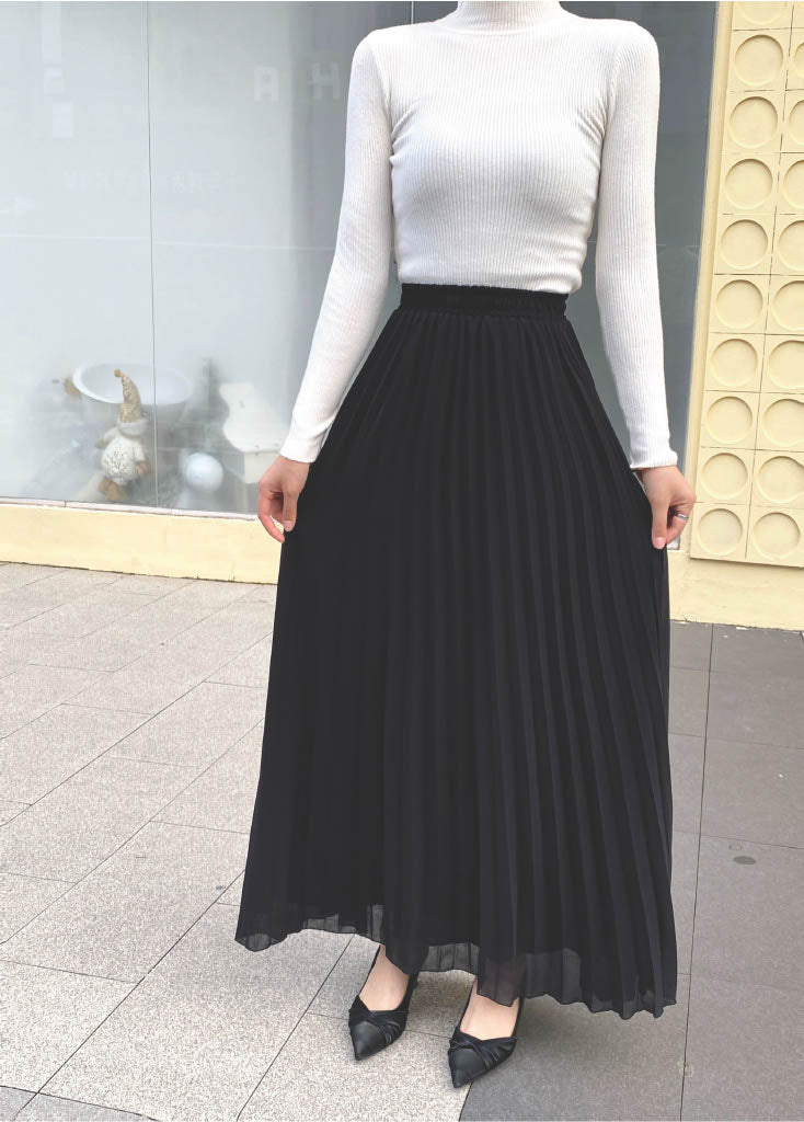 Chiffon Pleated Maxi Skirt (L-23303)