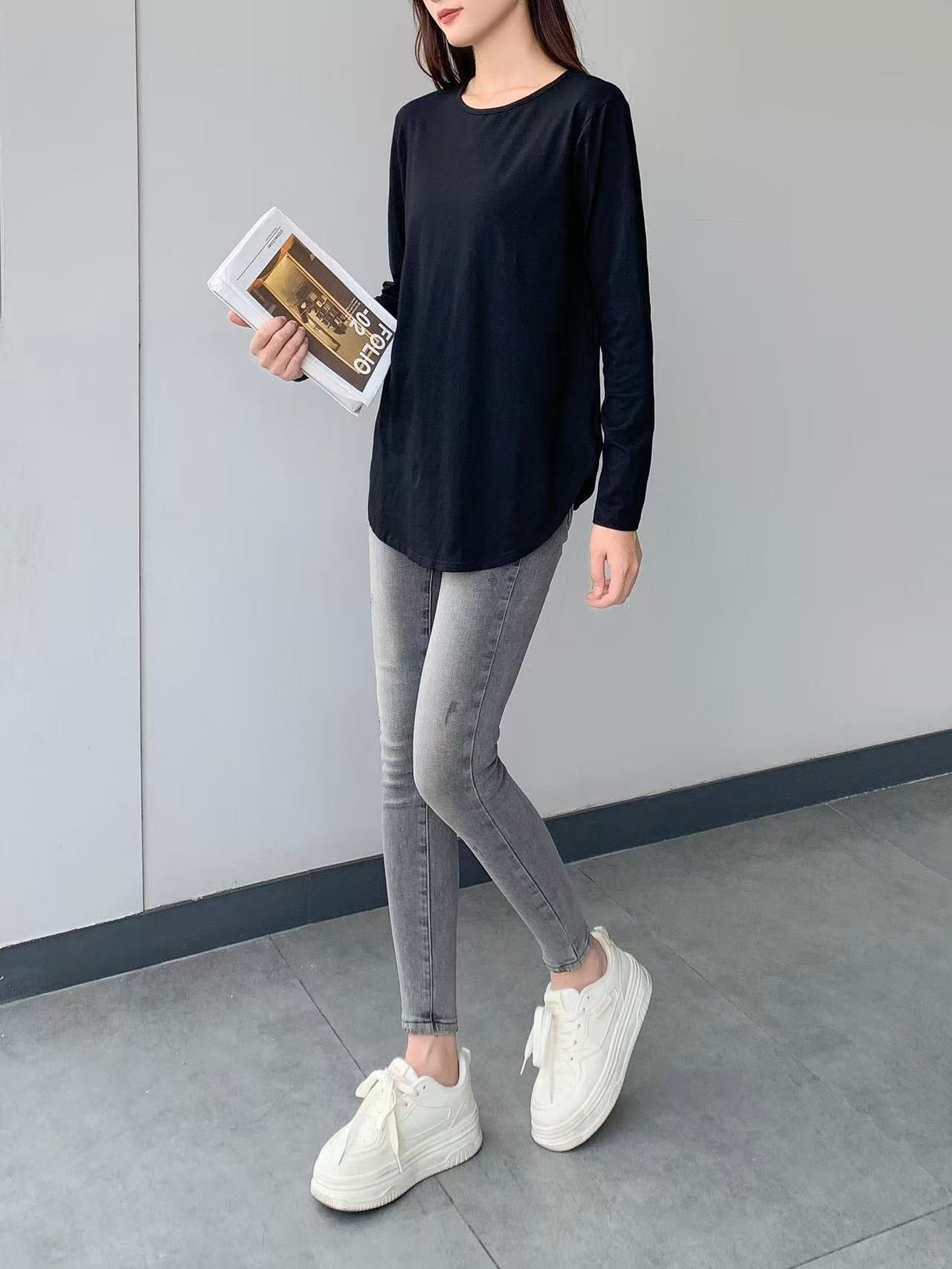 Cotton Long Sleeves Top ( L- 19165A )