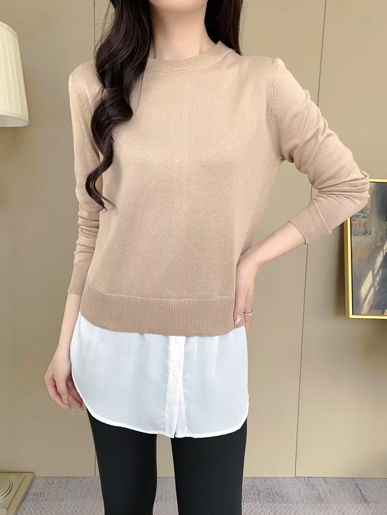 Knit Sleeve Sweater (L-20087)