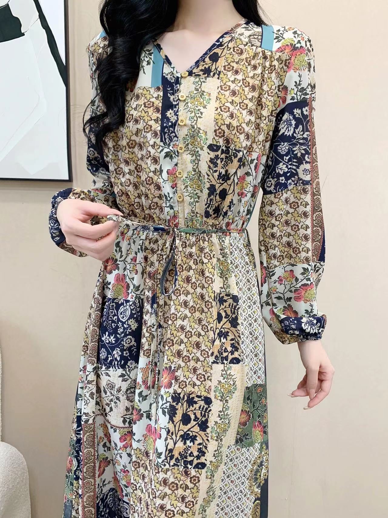 Bloom Button Up Maxi Dress (L-21322B)