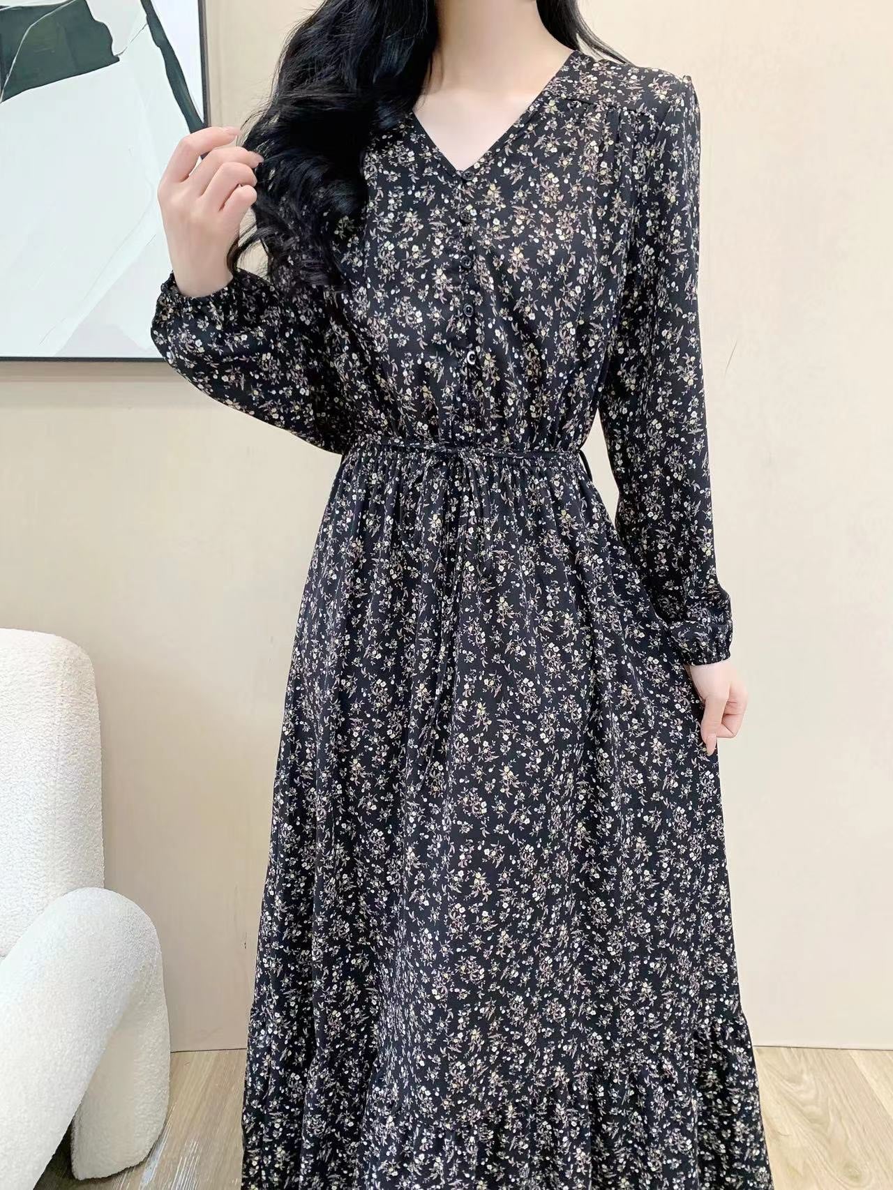 Bloom Button Up Maxi Dress (L-21322B)