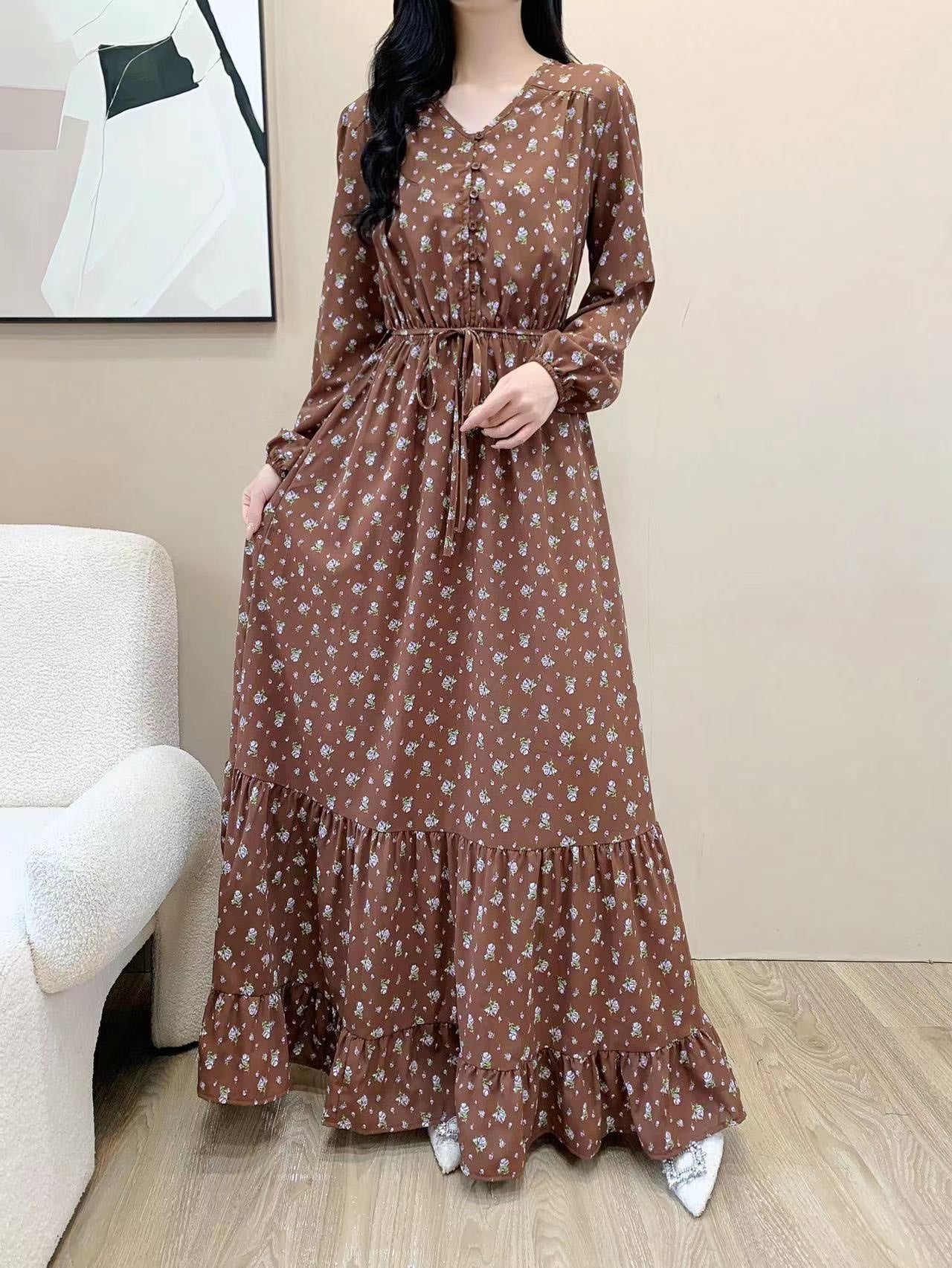 Bloom Button Up Maxi Dress (L-21322B)