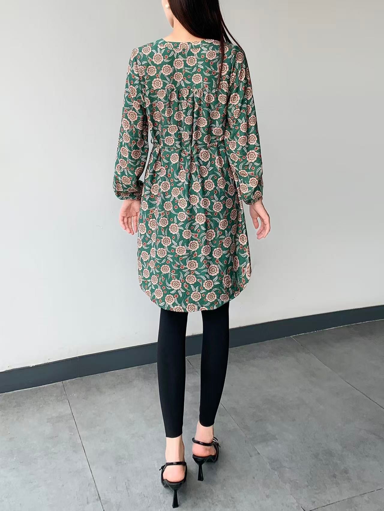 Mixed Print Knee Dress (L-22127E )