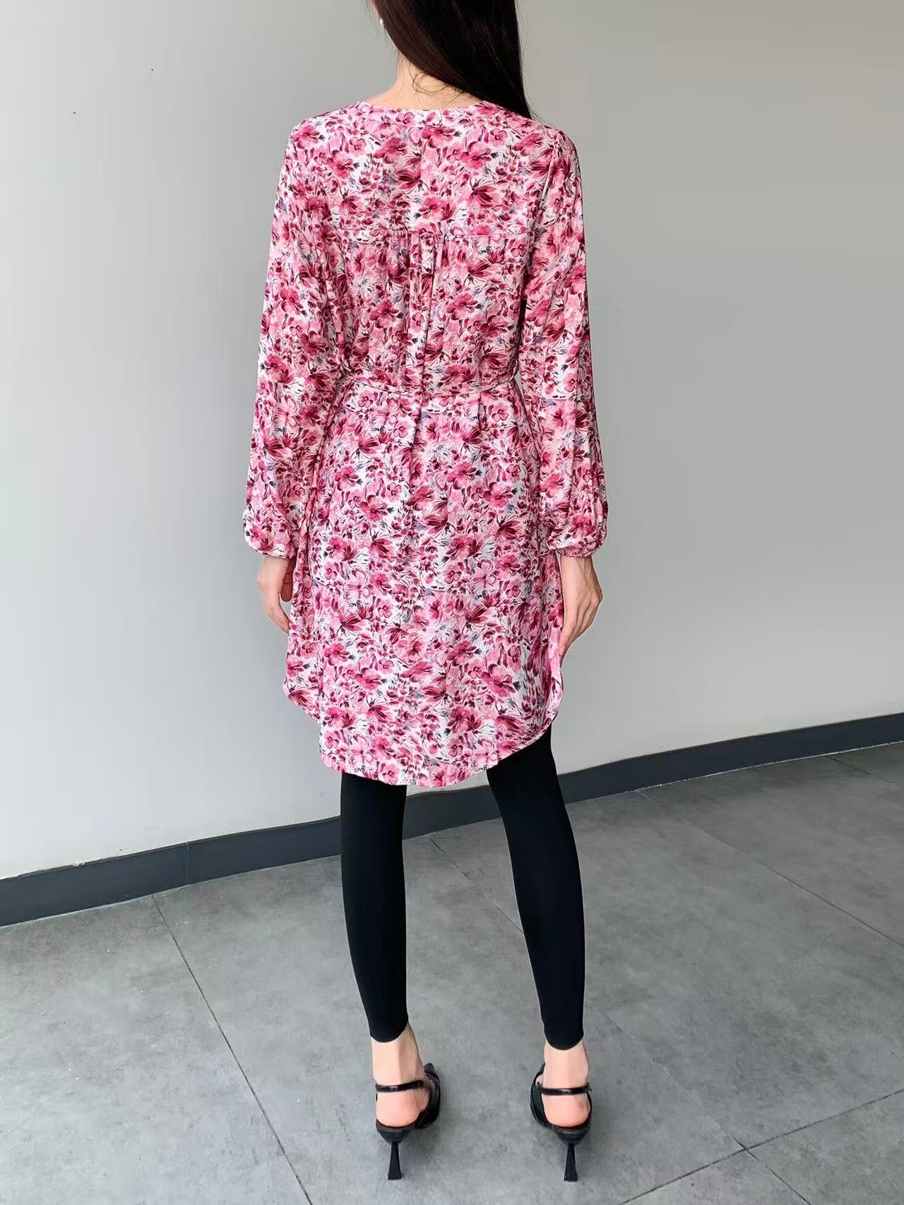 Mixed Print Knee Dress (L-22127E )