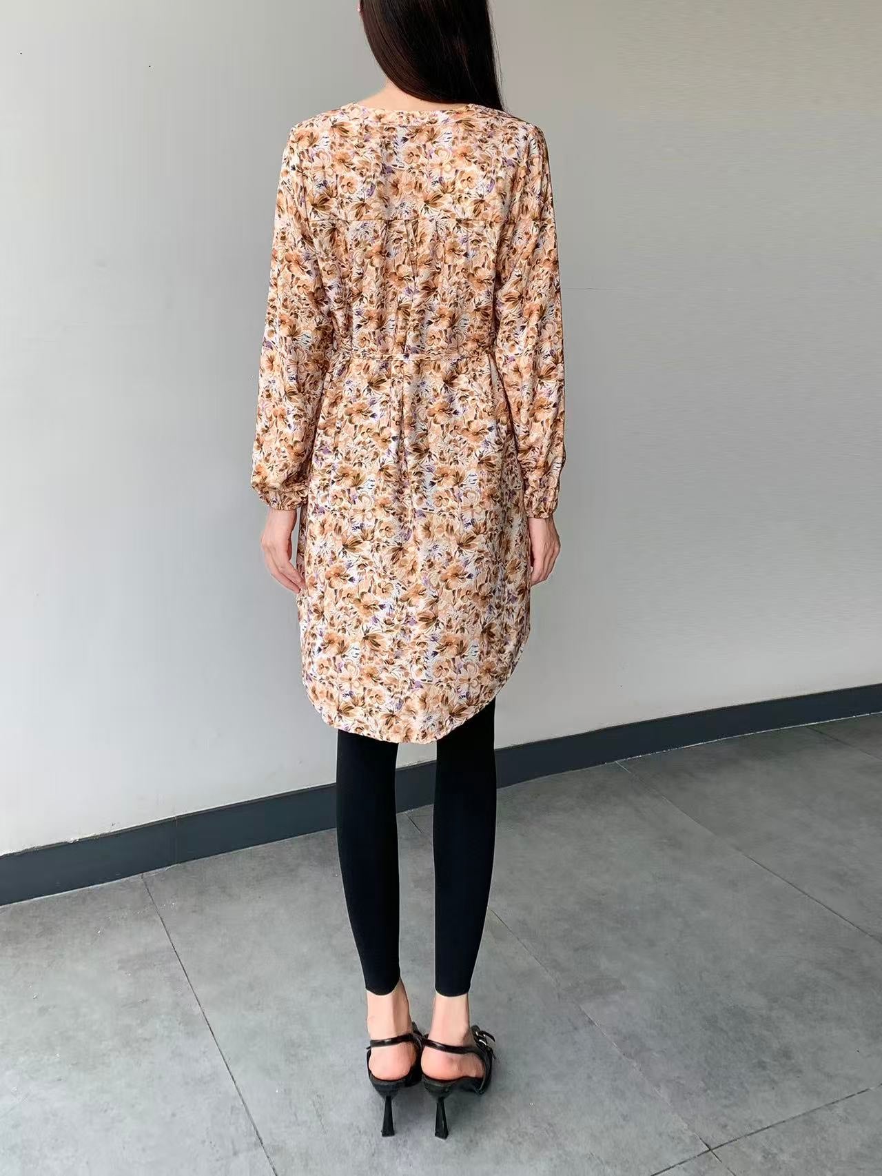 Mixed Print Knee Dress (L-22127E )