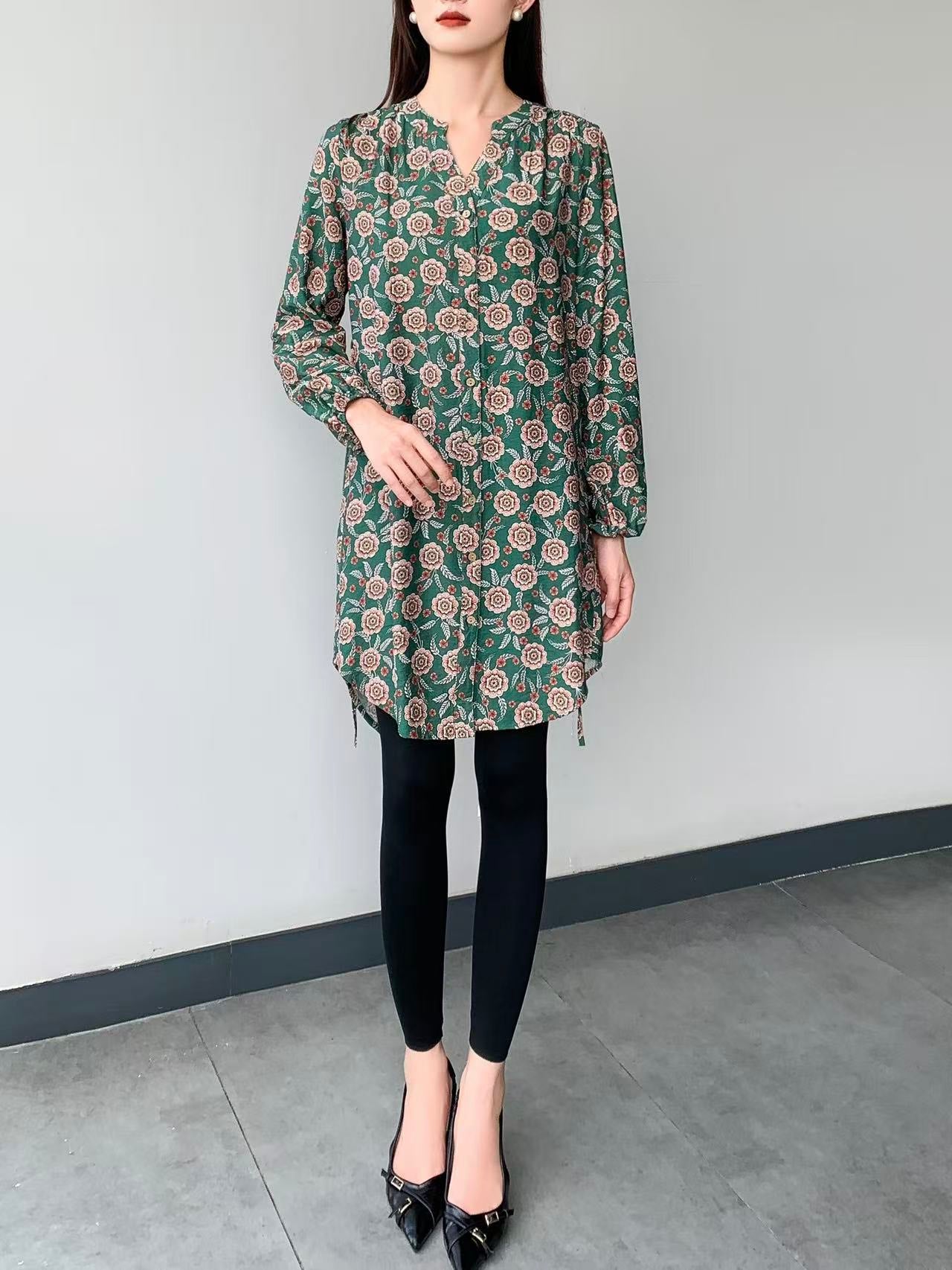Mixed Print Knee Dress (L-22127E )