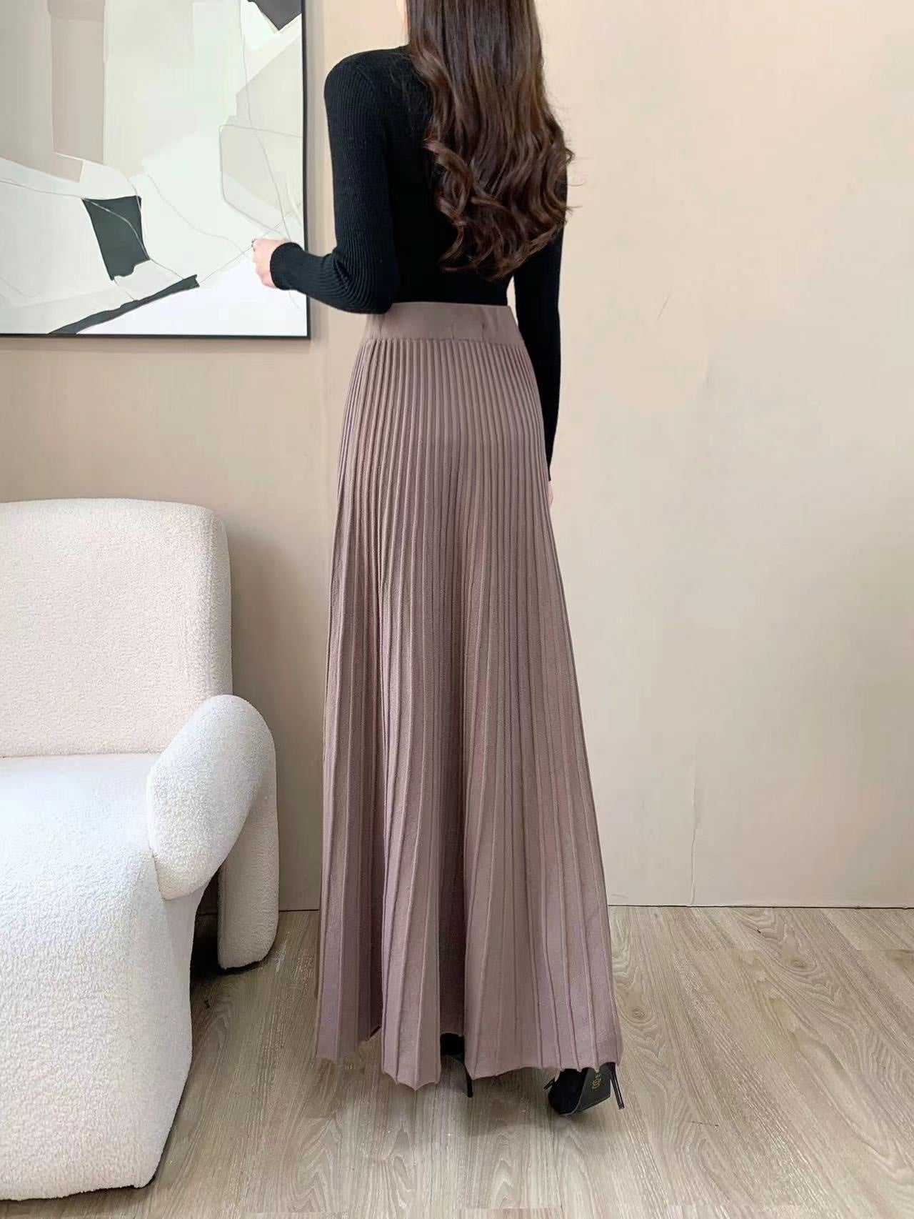 Pleated Knit Skirt (L-23303A)