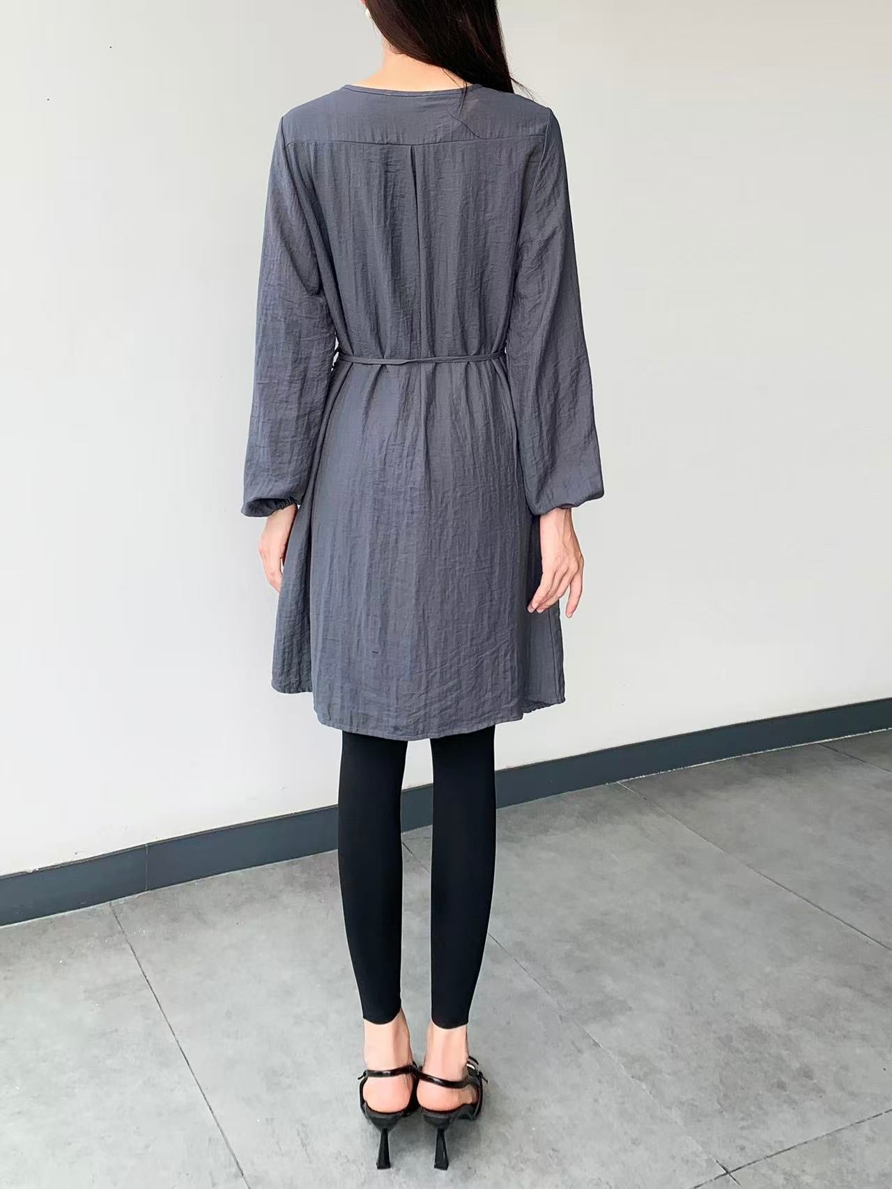 Paisley Long Sleeve Knee Dress (L-24316A)
