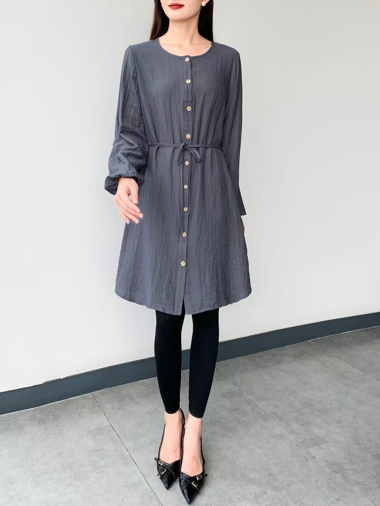Paisley Long Sleeve Knee Dress (L-24316A)