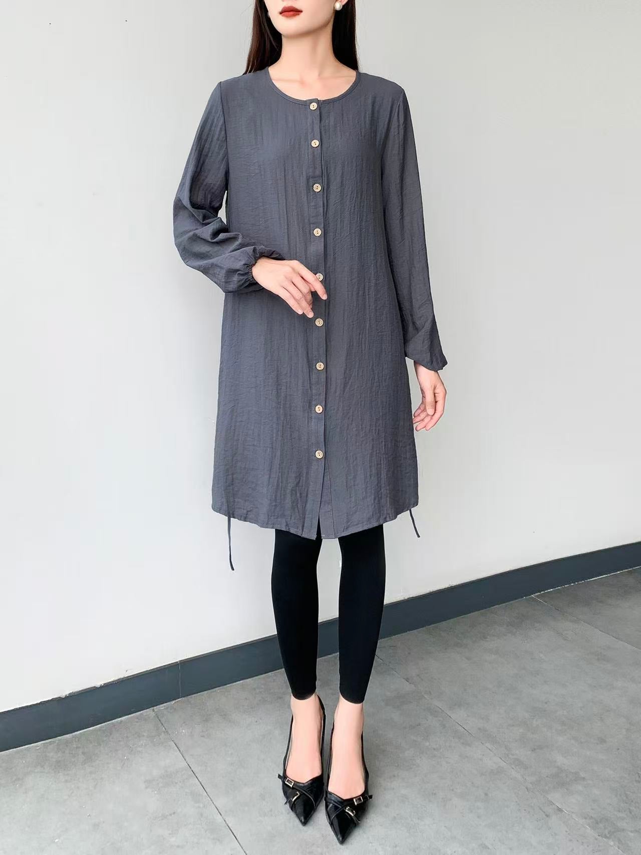 Paisley Long Sleeve Knee Dress (L-24316A)