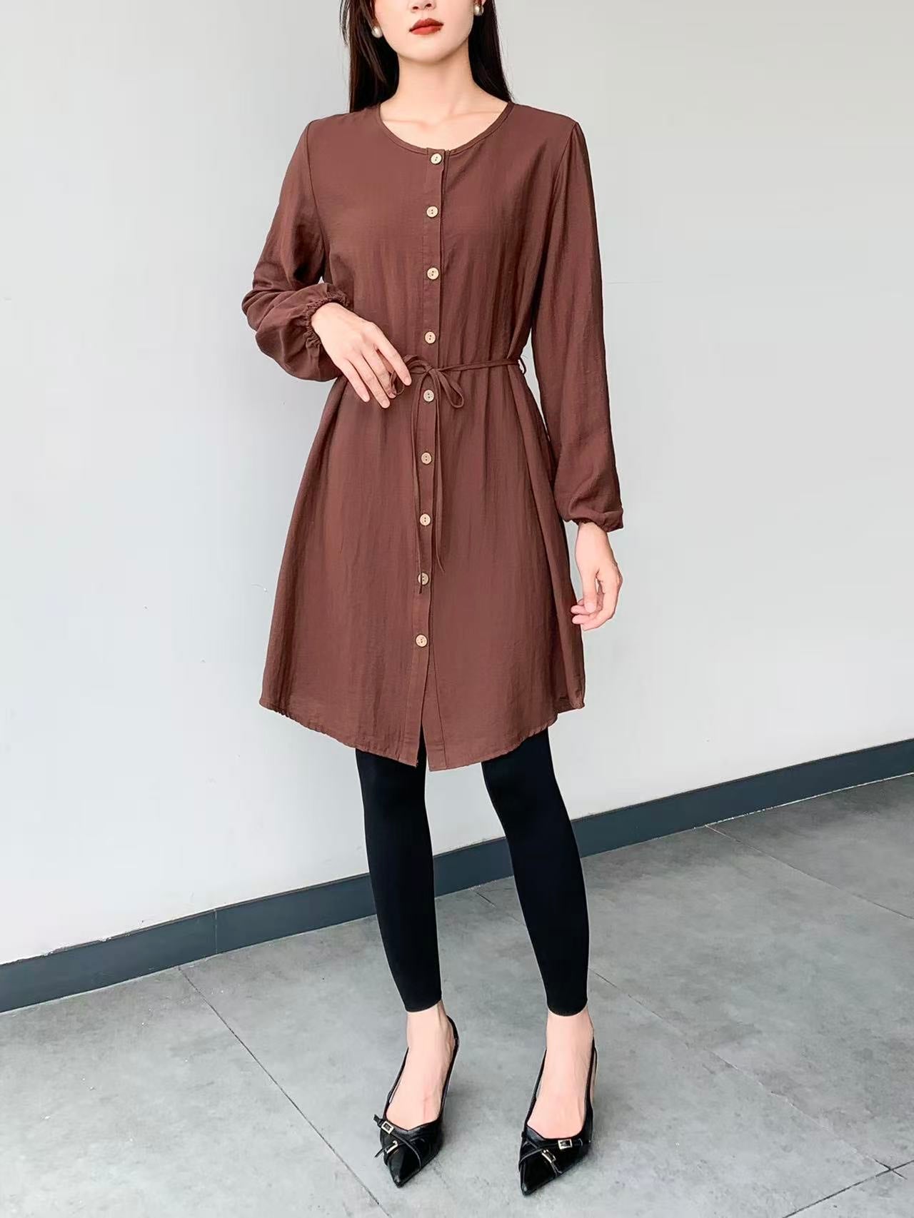 Paisley Long Sleeve Knee Dress (L-24316A)