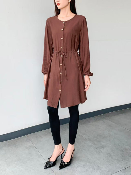 Paisley Long Sleeve Knee Dress (L-24316A)