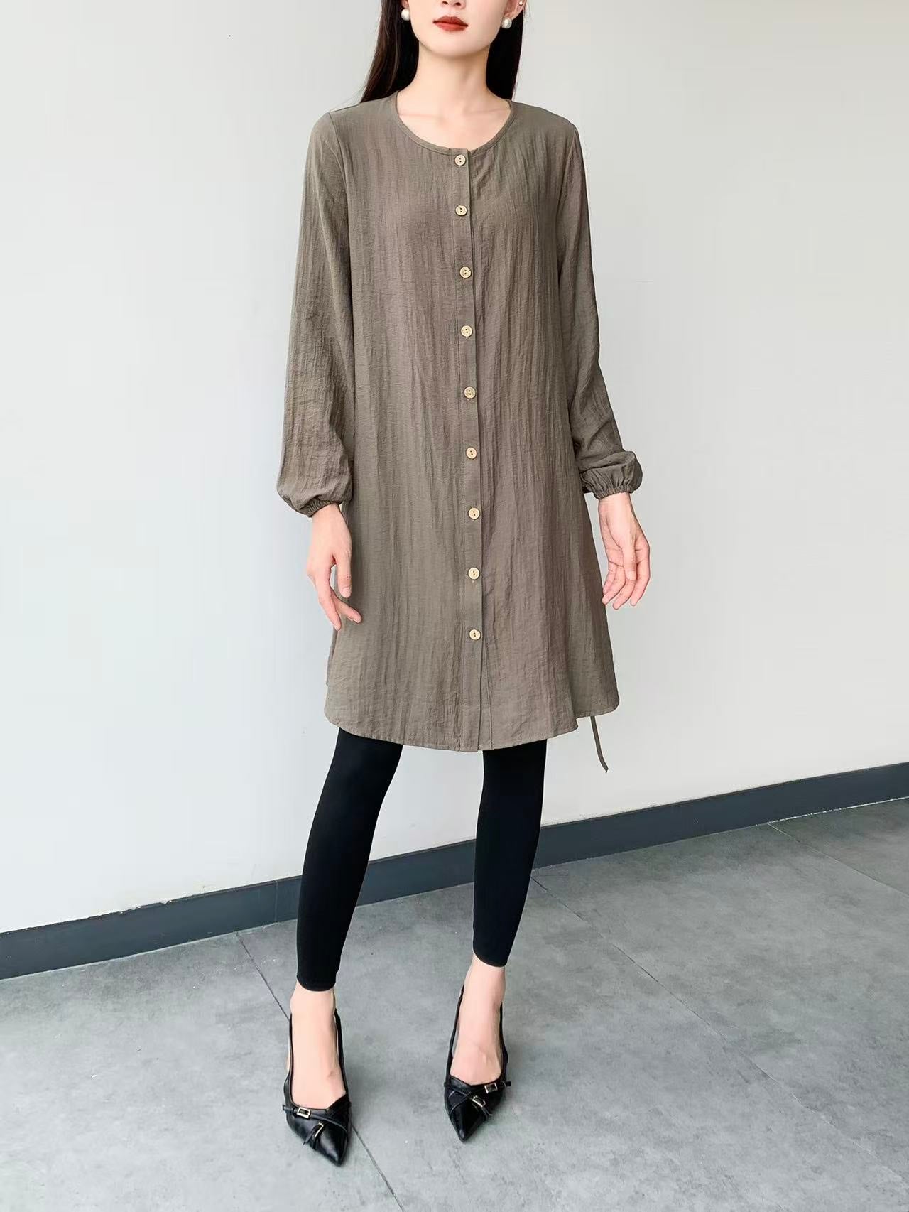 Paisley Long Sleeve Knee Dress (L-24316A)