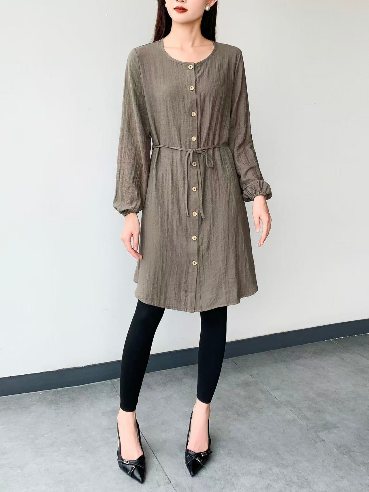 Paisley Long Sleeve Knee Dress (L-24316A)