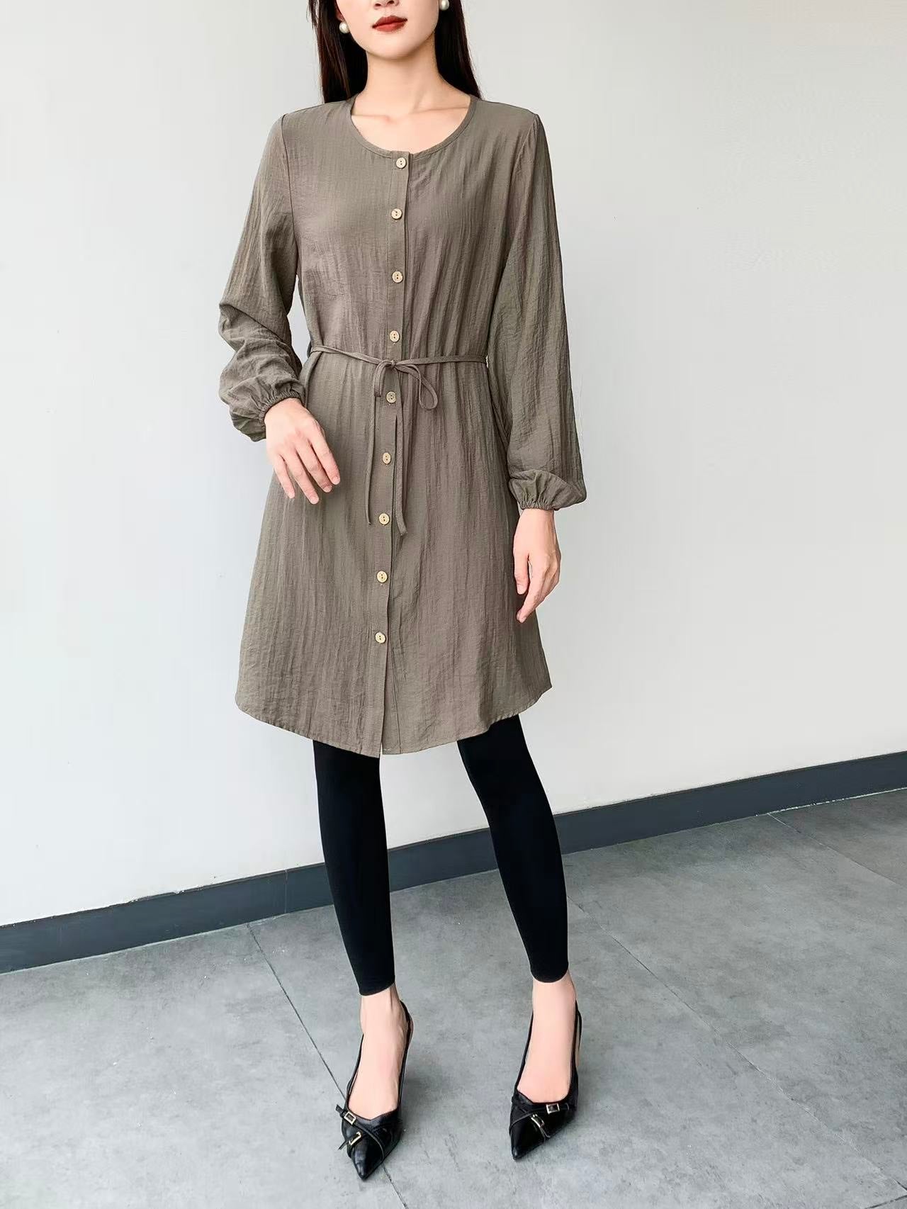 Paisley Long Sleeve Knee Dress (L-24316A)