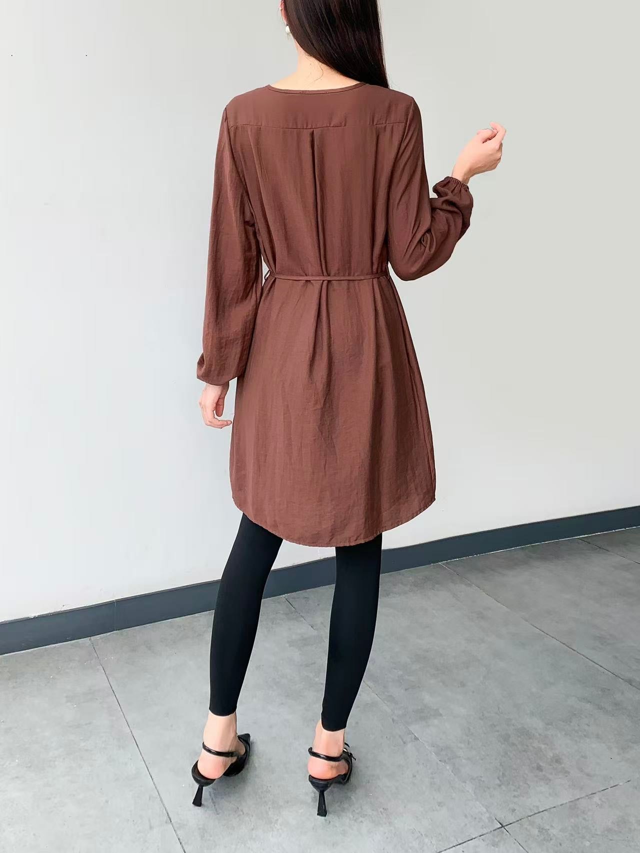 Paisley Long Sleeve Knee Dress (L-24316A)