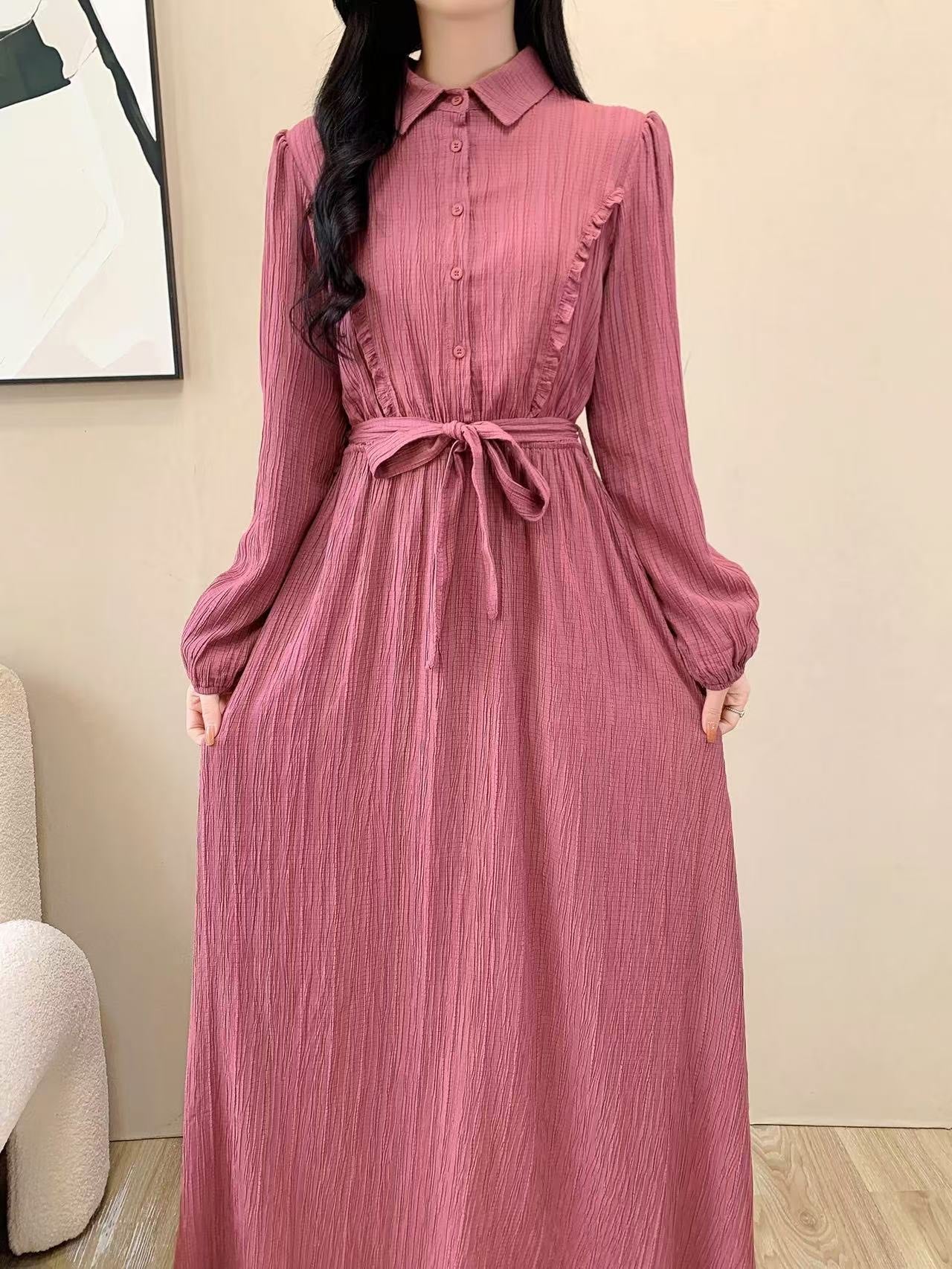 Collared Maxi Dress (L-24318)