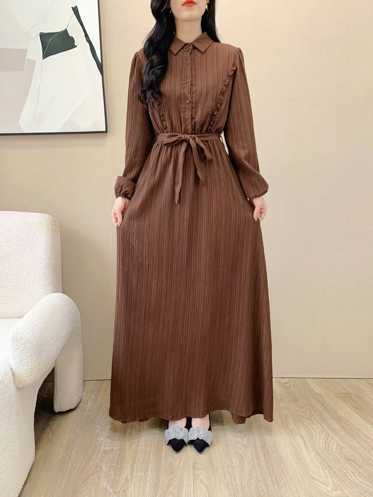 Collared Maxi Dress (L-24318)