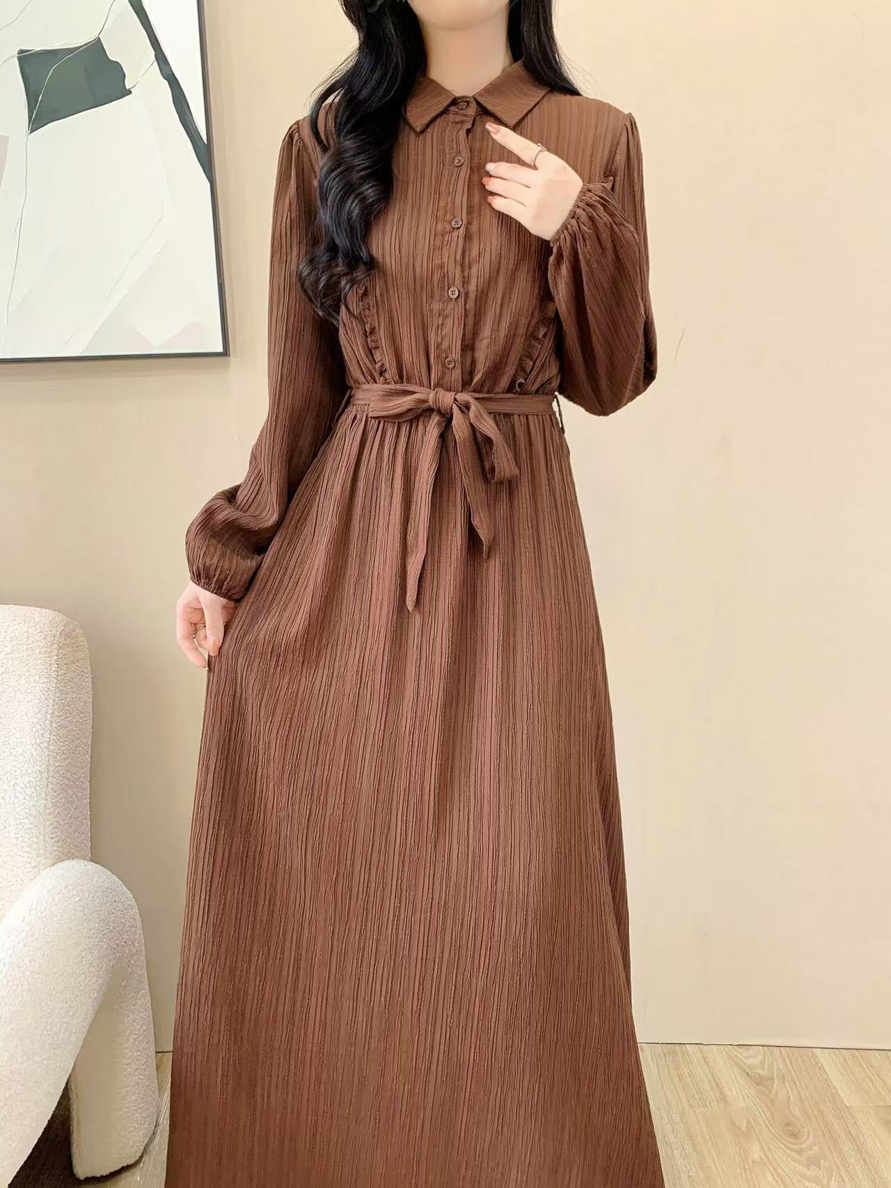 Collared Maxi Dress (L-24318)