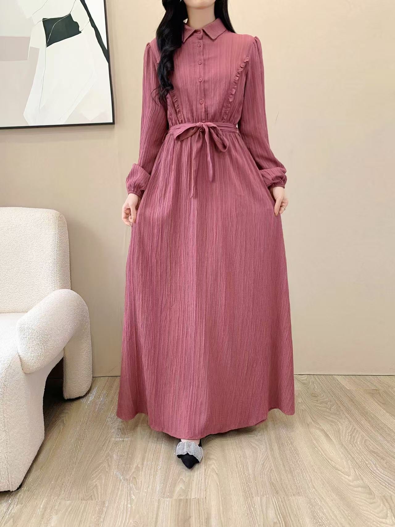 Collared Maxi Dress (L-24318)
