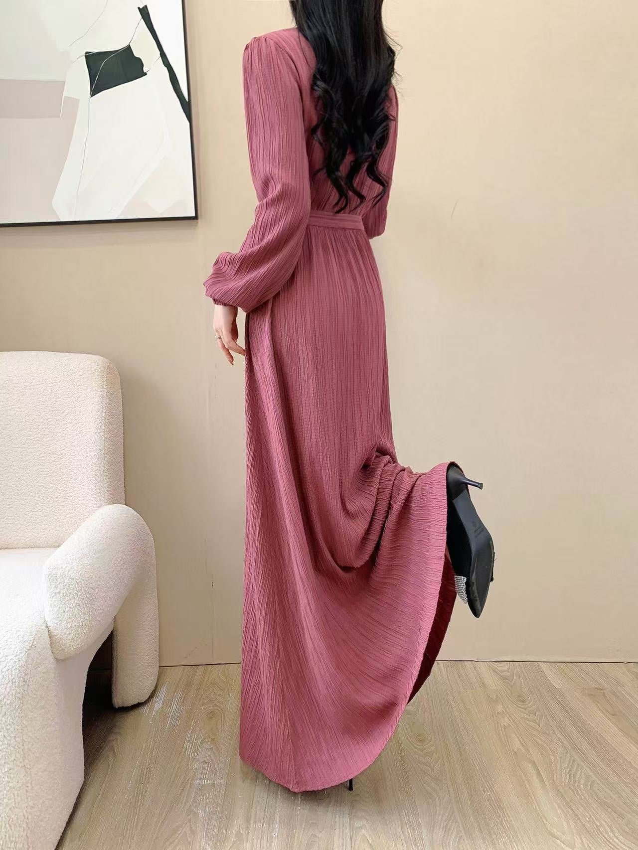 Collared Maxi Dress (L-24318)