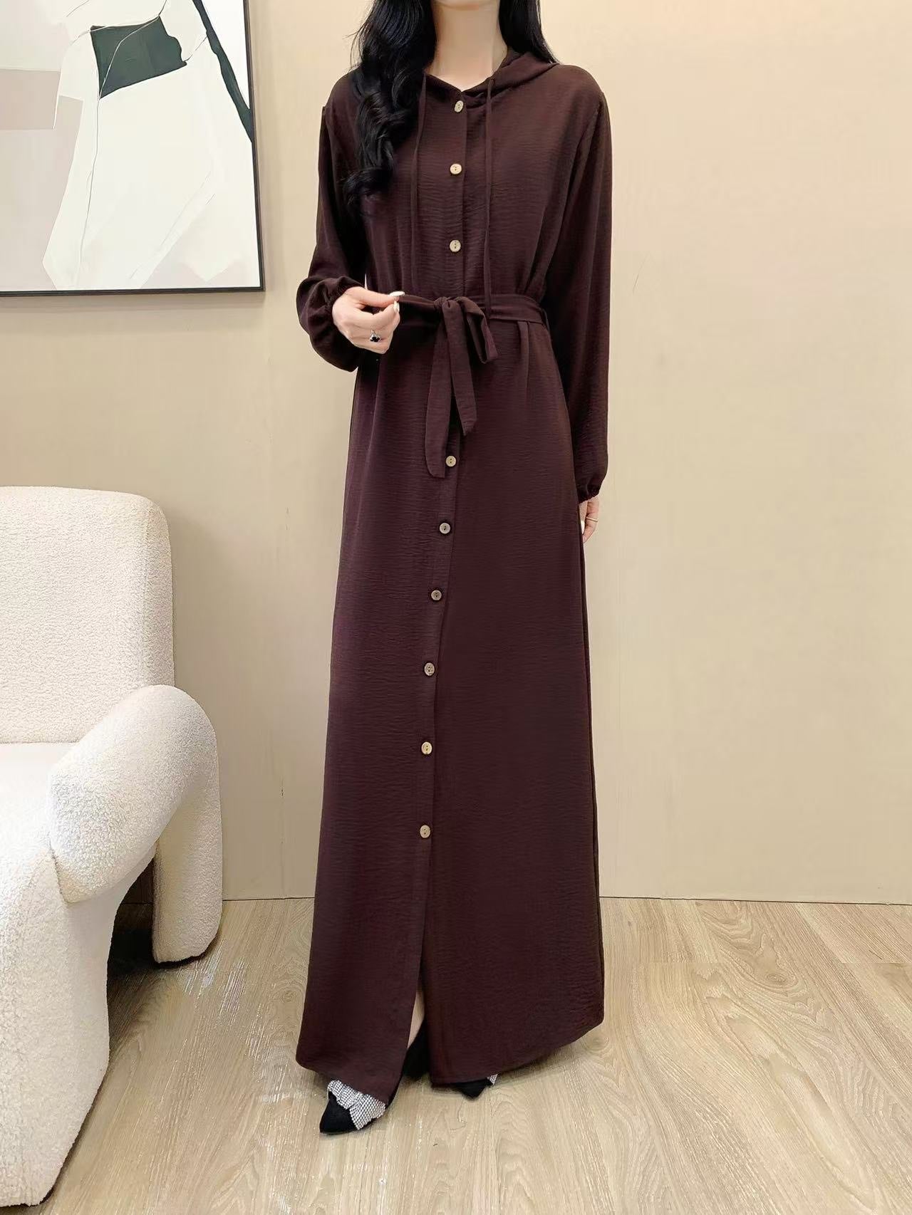 Hoodie Long Dress (L-24806)