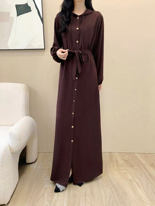 Hoodie Long Dress (L-24806)