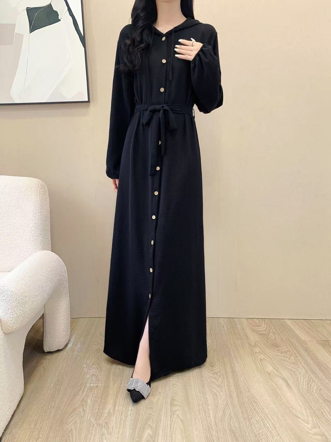 Hoodie Long Dress (L-24806)