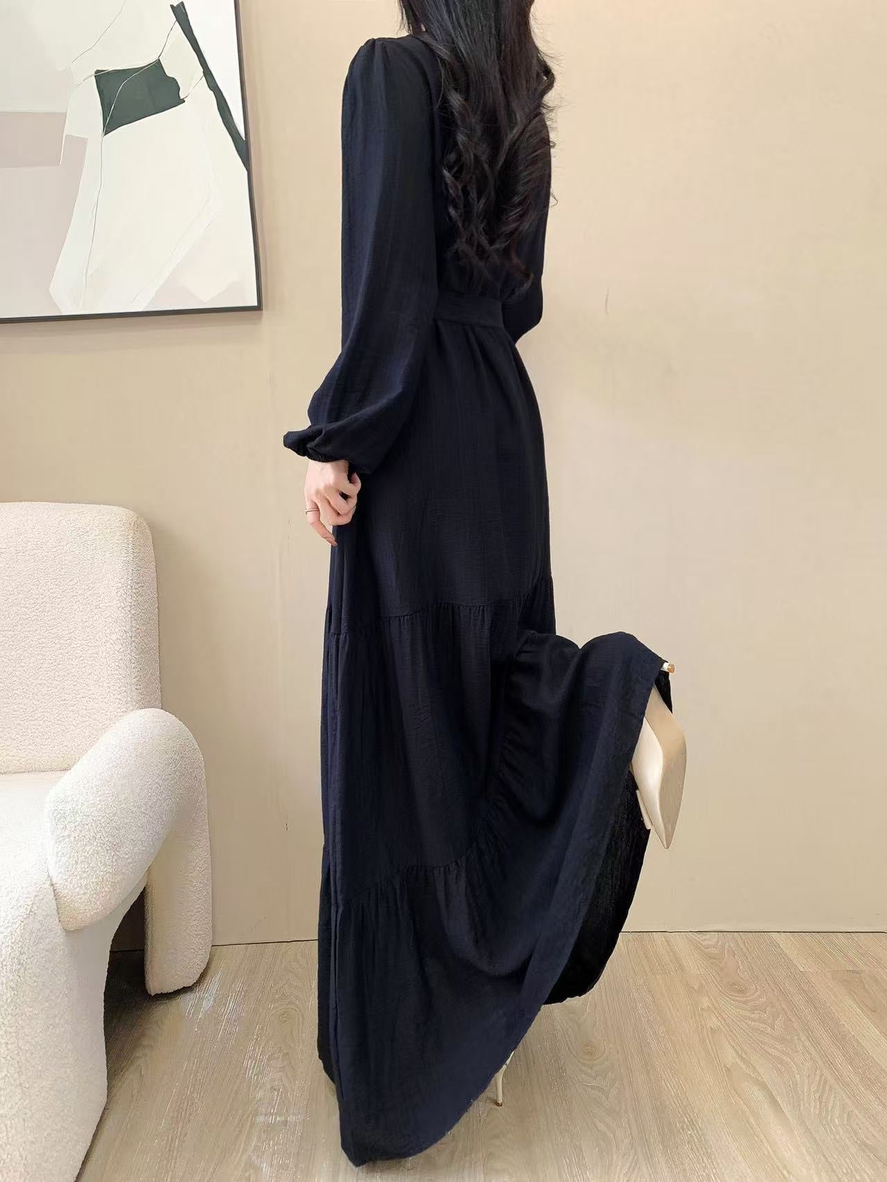 High Neck Maxi Dress (L-24809)