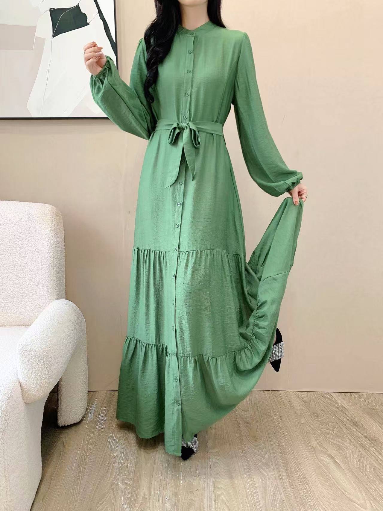 High Neck Maxi Dress (L-24809)