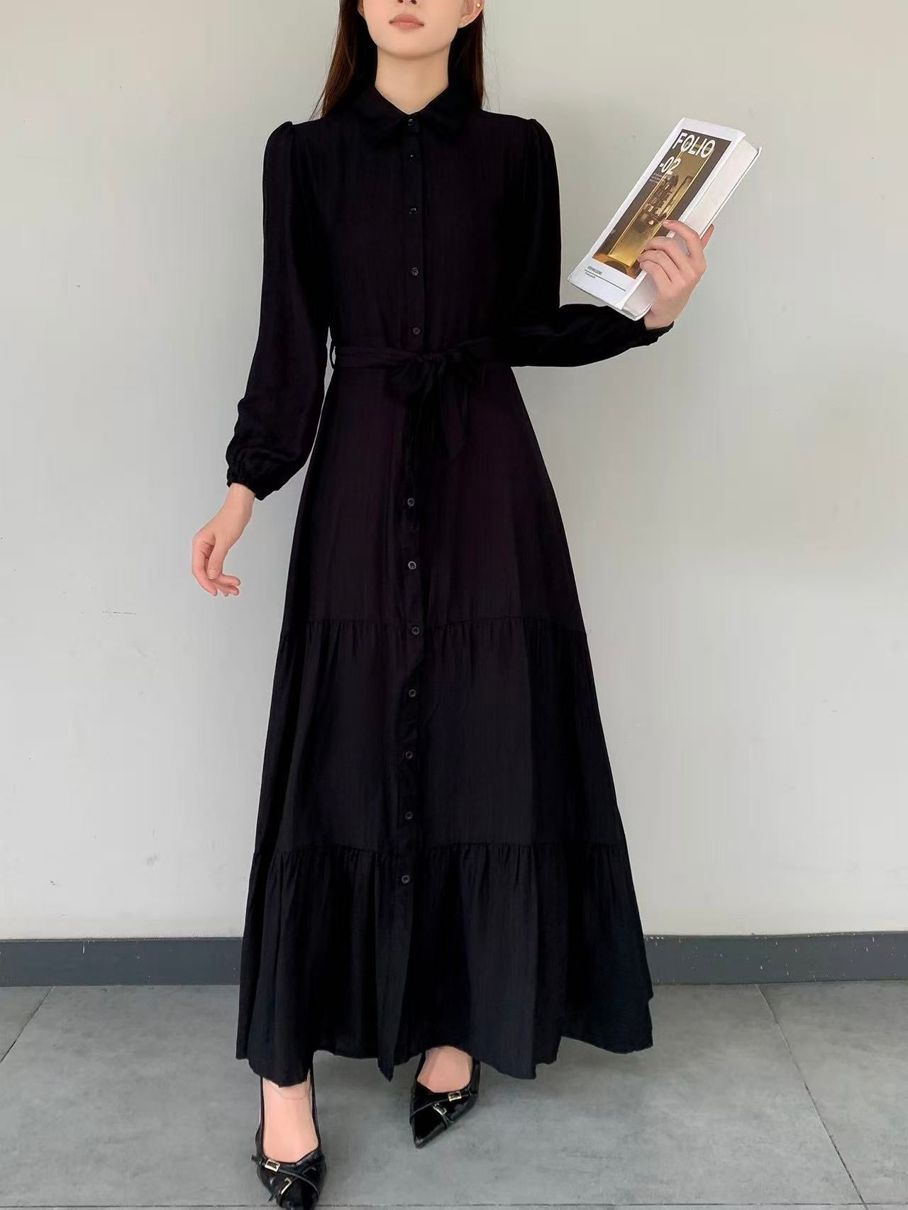 Collared Maxi Dress (L-25909 )