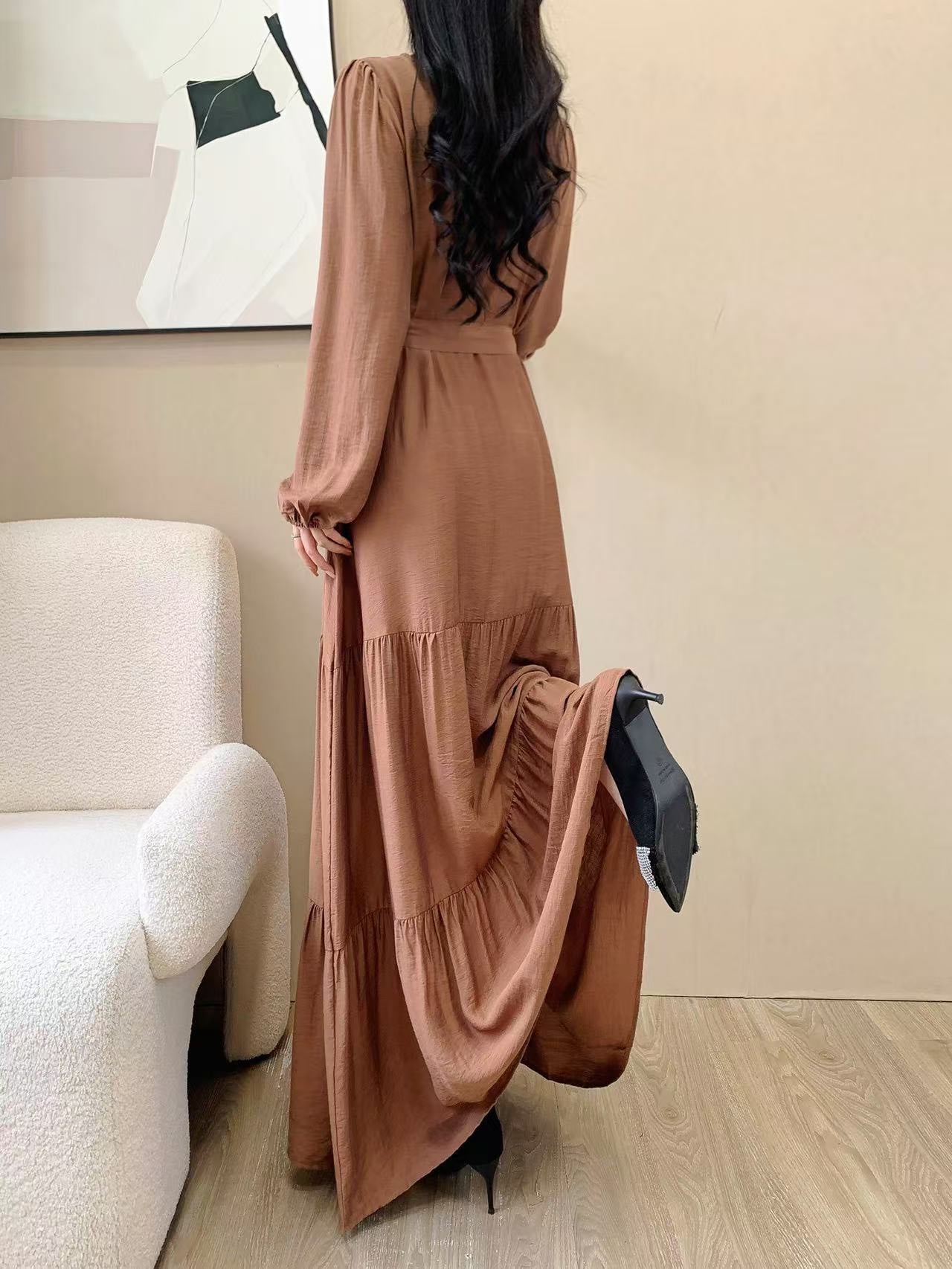 High Neck Maxi Dress (L-24809)