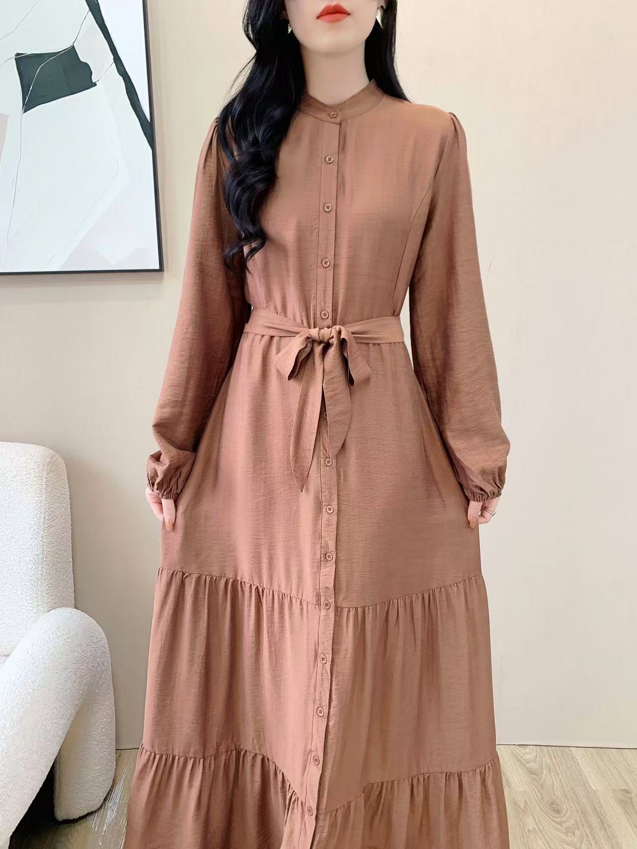 High Neck Maxi Dress (L-24809)