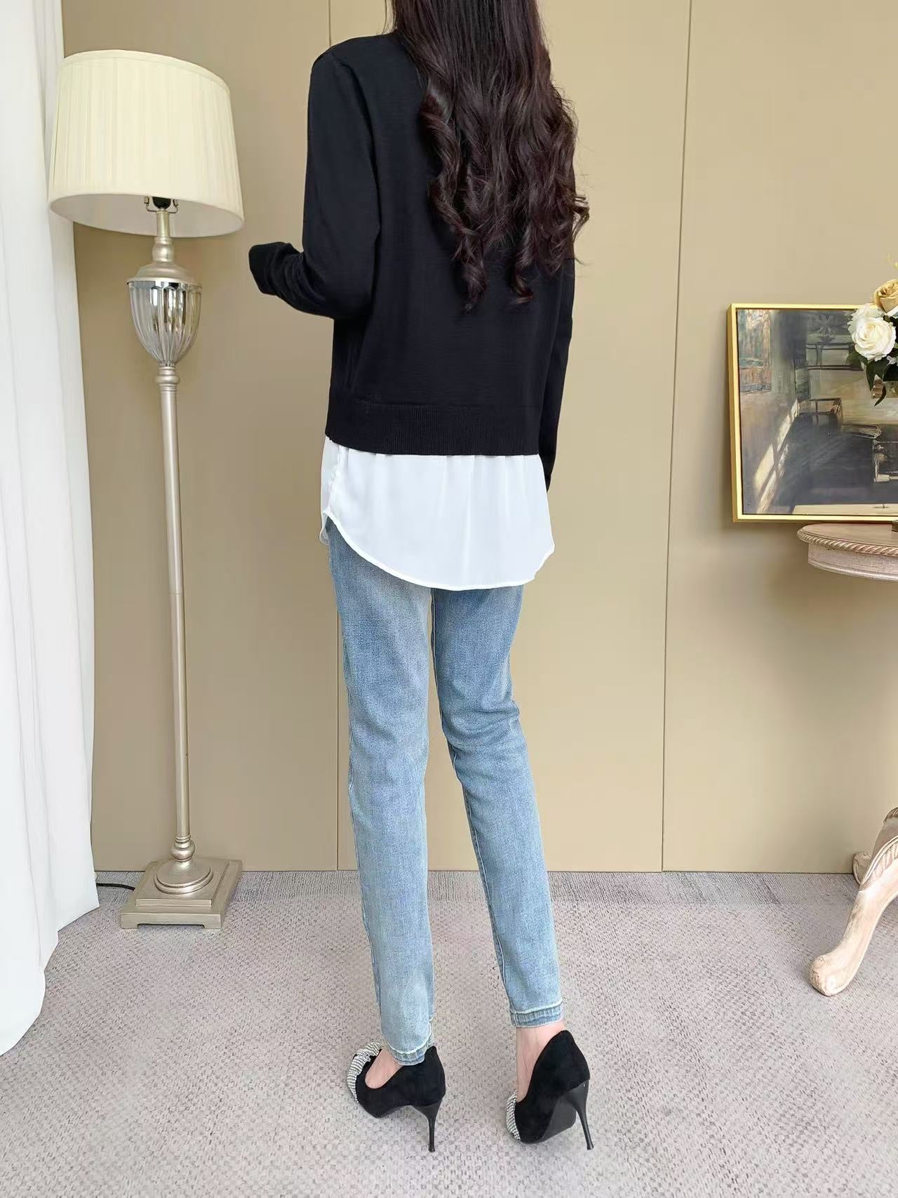 Knit Sleeve Sweater (L-20087)