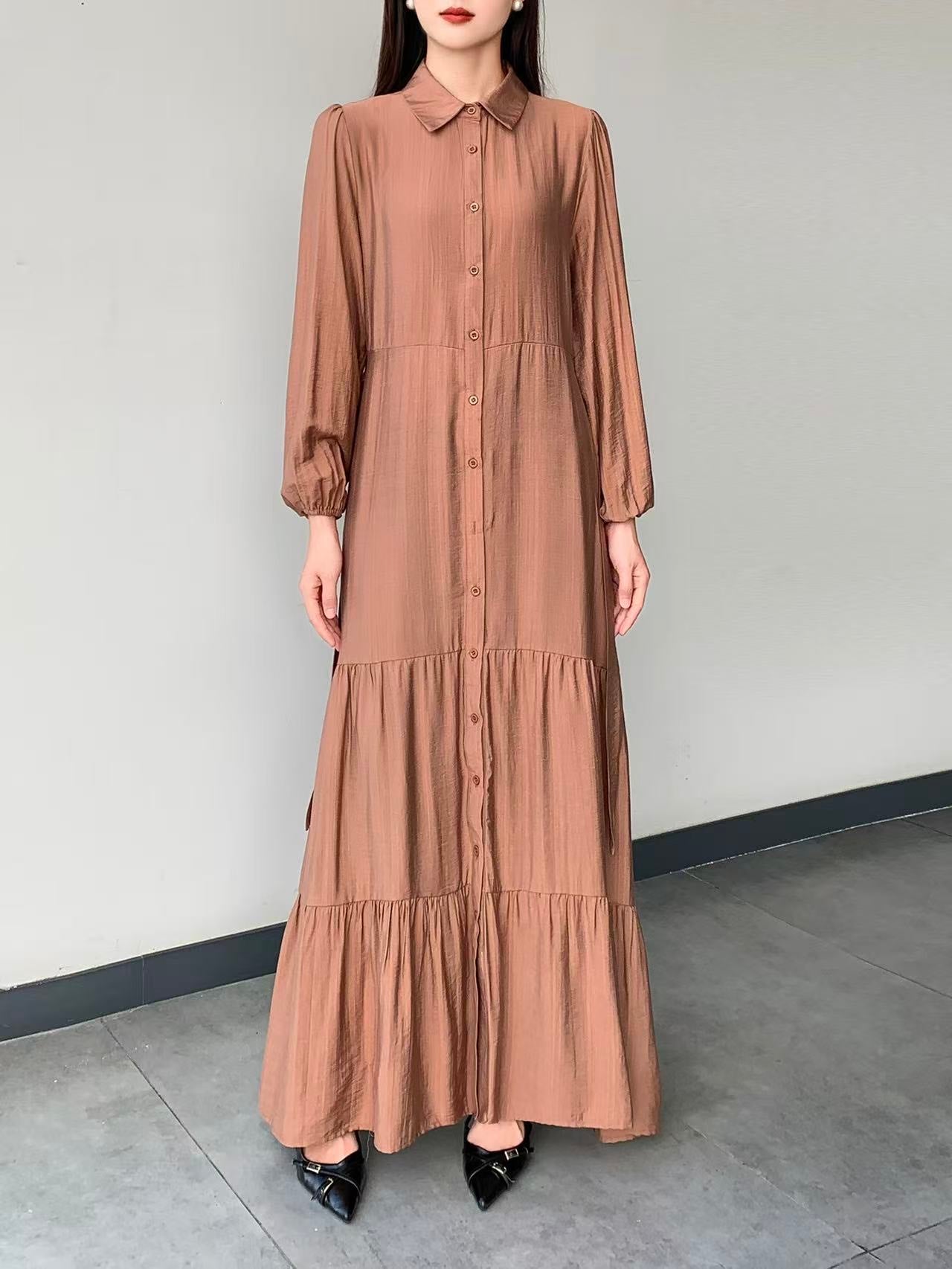 Collared Maxi Dress (L-25909 )
