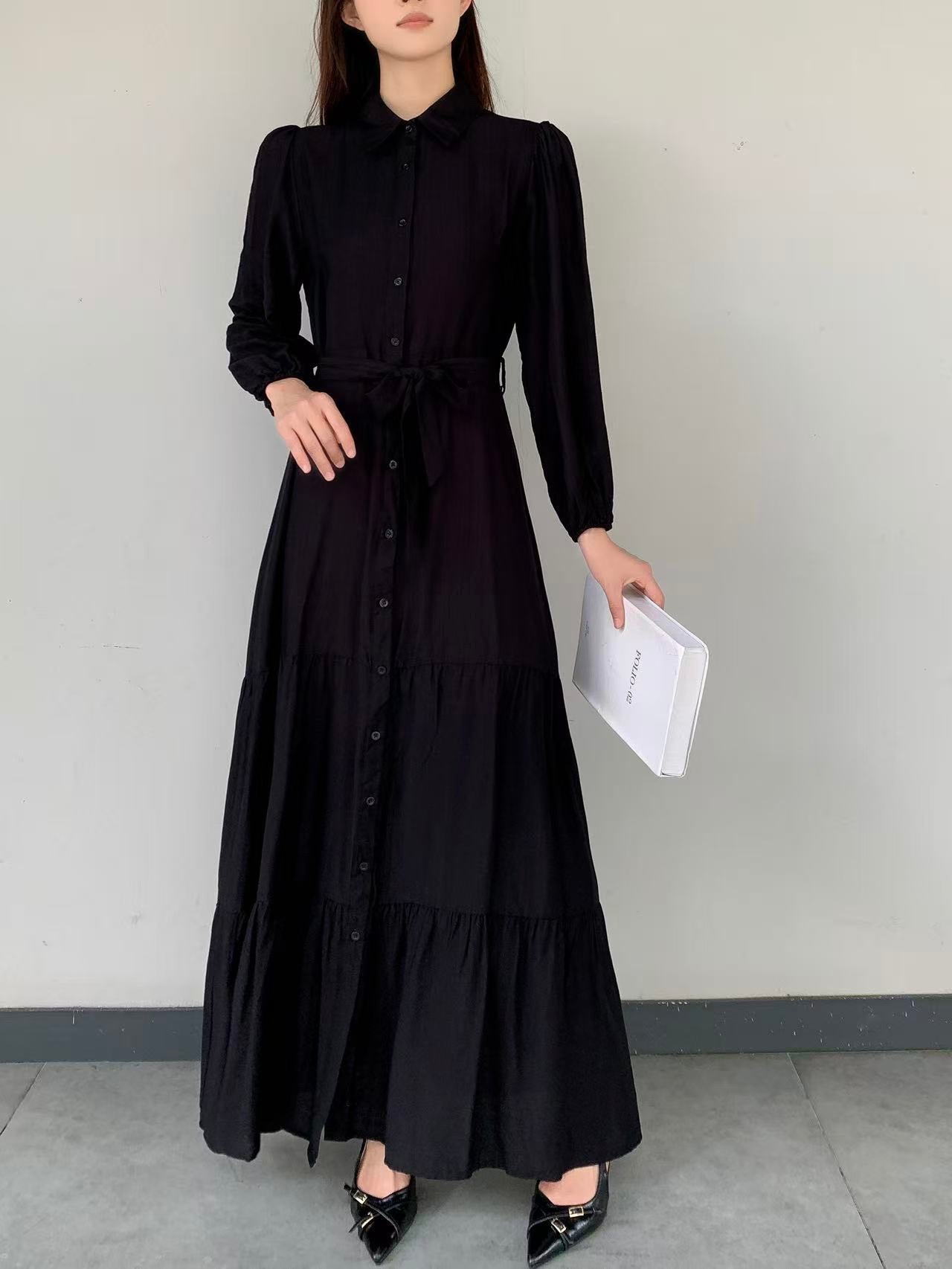 Collared Maxi Dress (L-25909 )