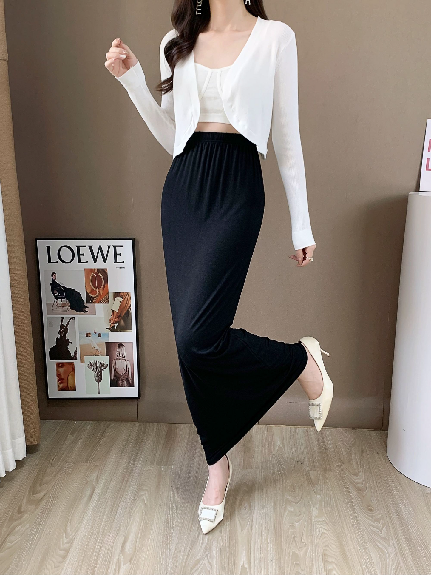 High Waisted Pencil Skirt (L-20091B)