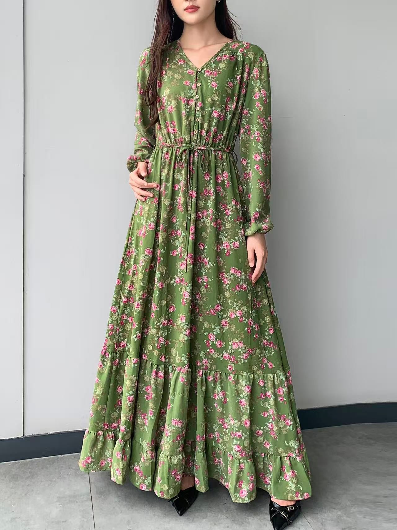 Button Up Maxi Dress (L-21322)