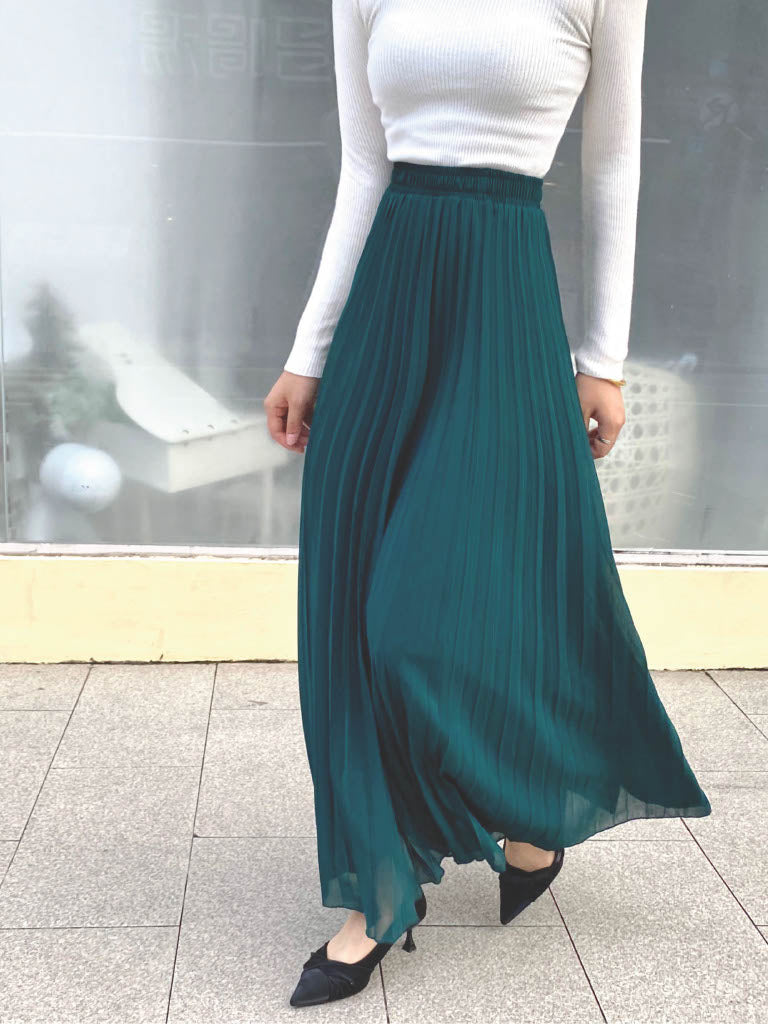 Chiffon Pleated Maxi Skirt (L-23303)