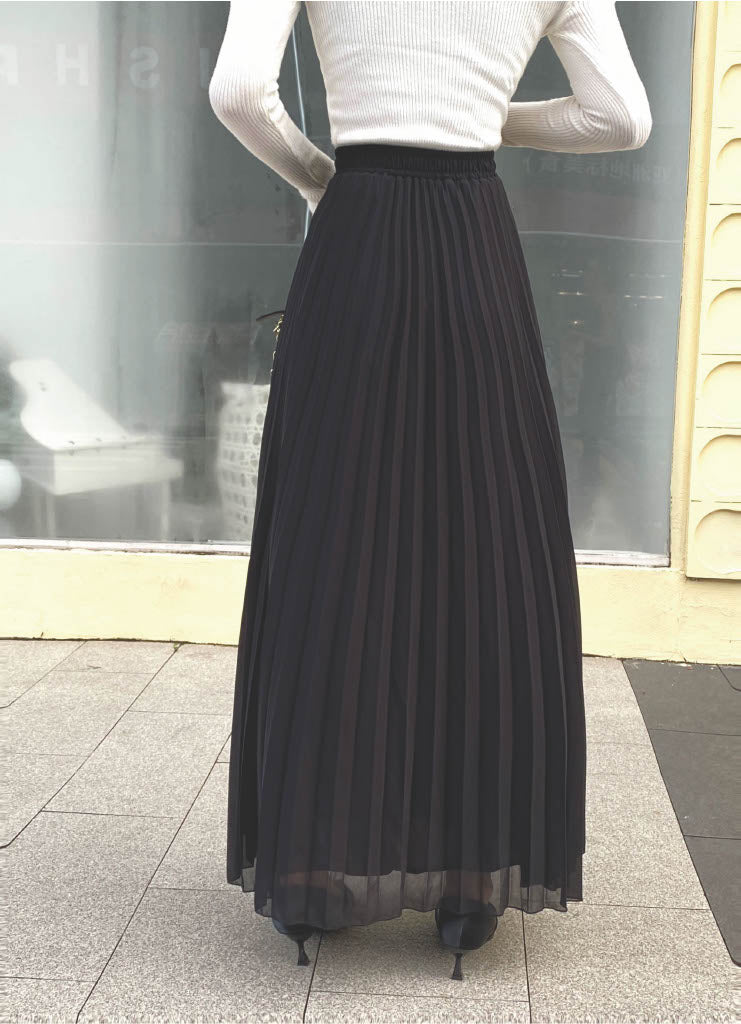 Chiffon Pleated Maxi Skirt (L-23303)