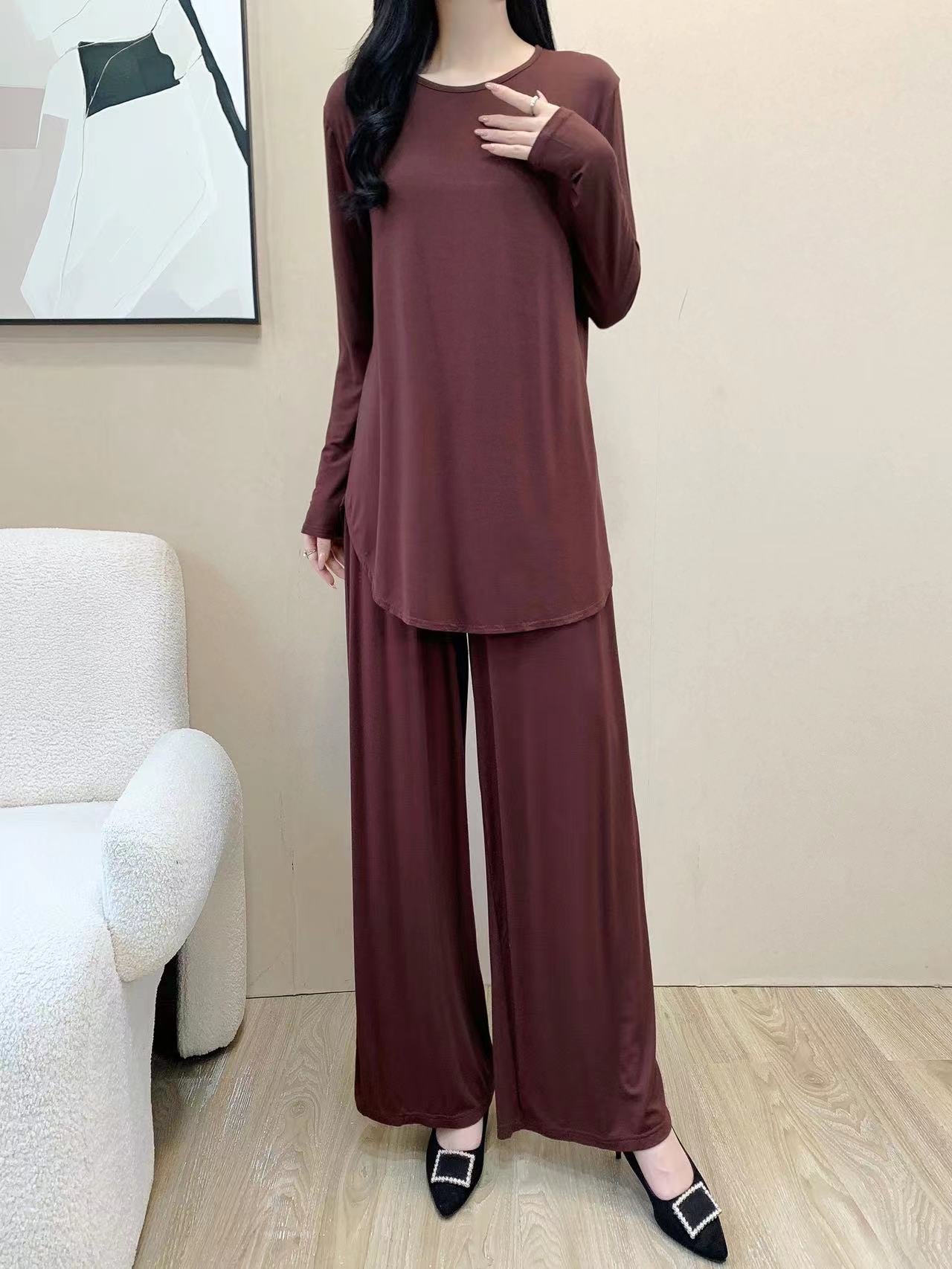 Drop Shoulder Long Sleeve Shirt (L-19165) (Top Only)