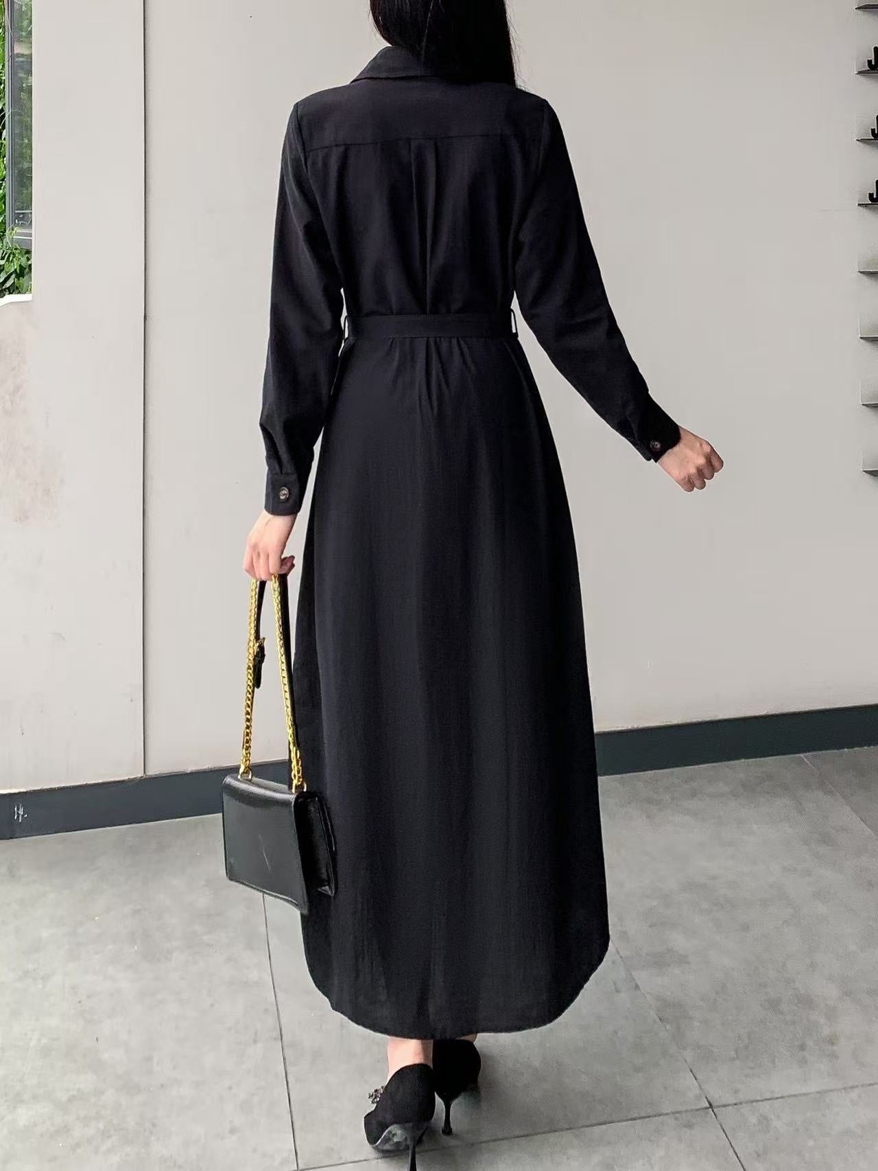 Linen Shirt Dress (L-20089C)