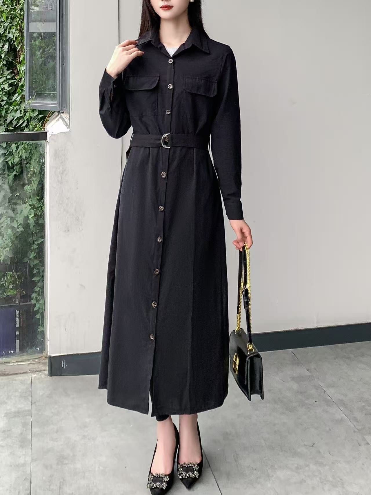 Linen Shirt Dress (L-20089C)