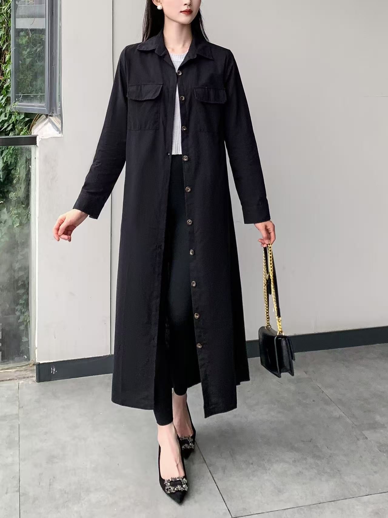 Linen Shirt Dress (L-20089C)