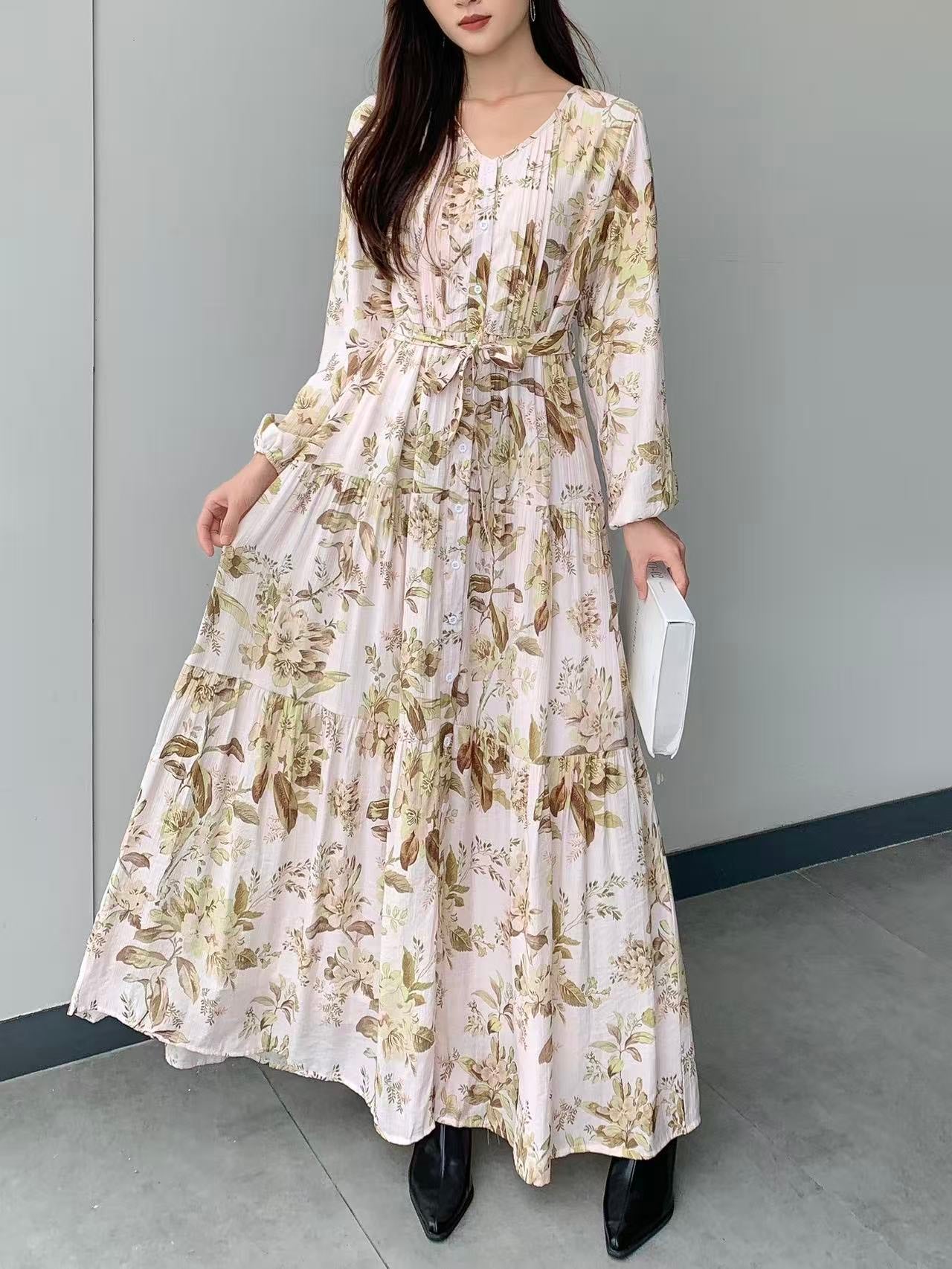 Large Floral Dress with Pockets (L-22128C )