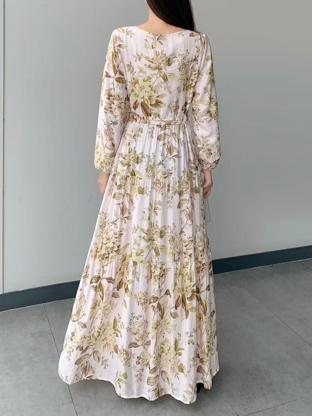 Large Floral Dress with Pockets (L-22128C )