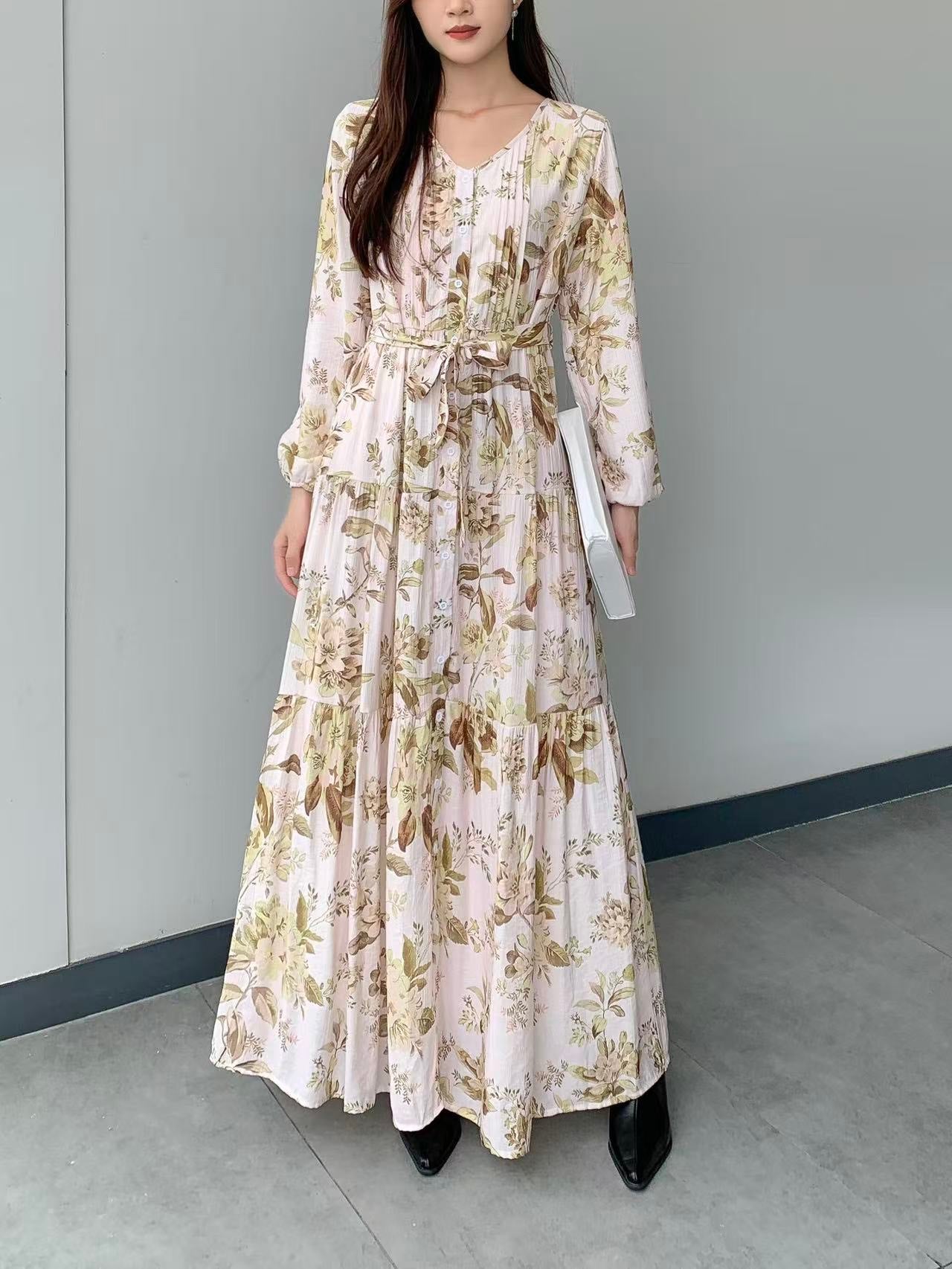 Large Floral Dress with Pockets (L-22128C )