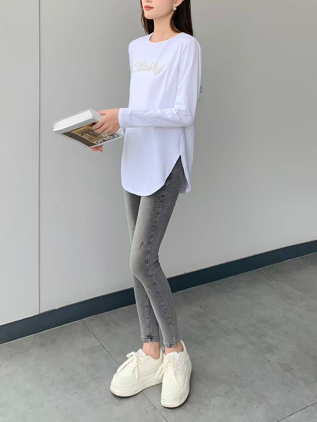 Casual Cotton Long Sleeve Top (L- 23509-1 )